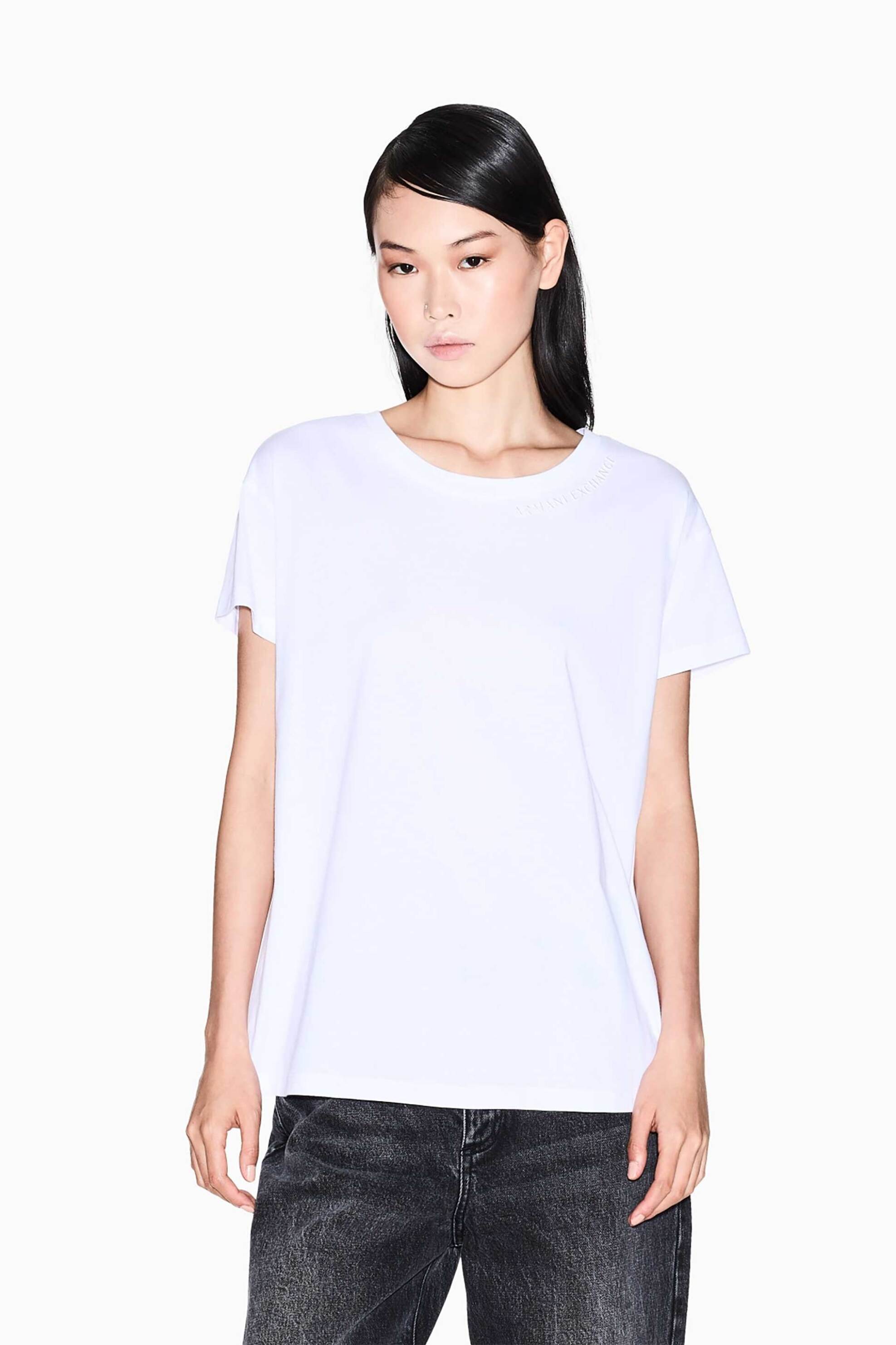 ARMANI EXCHANGE Armani Exchange γυναικείο T-shirt με ανάγλυφο λογότυπο - XW001356AF10356 Λευκό
