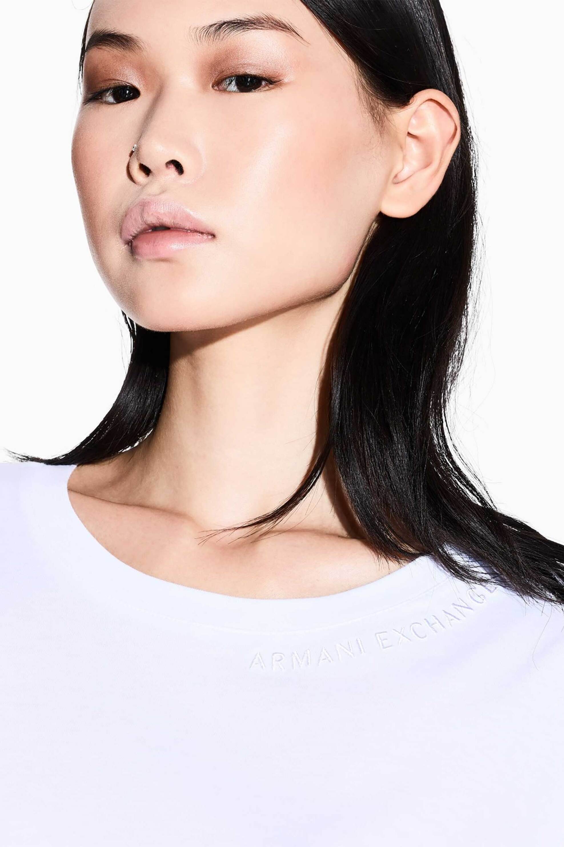 Armani Exchange γυναικείο T-shirt με ανάγλυφο λογότυπο - XW001356AF10356 Λευκό φωτογραφία