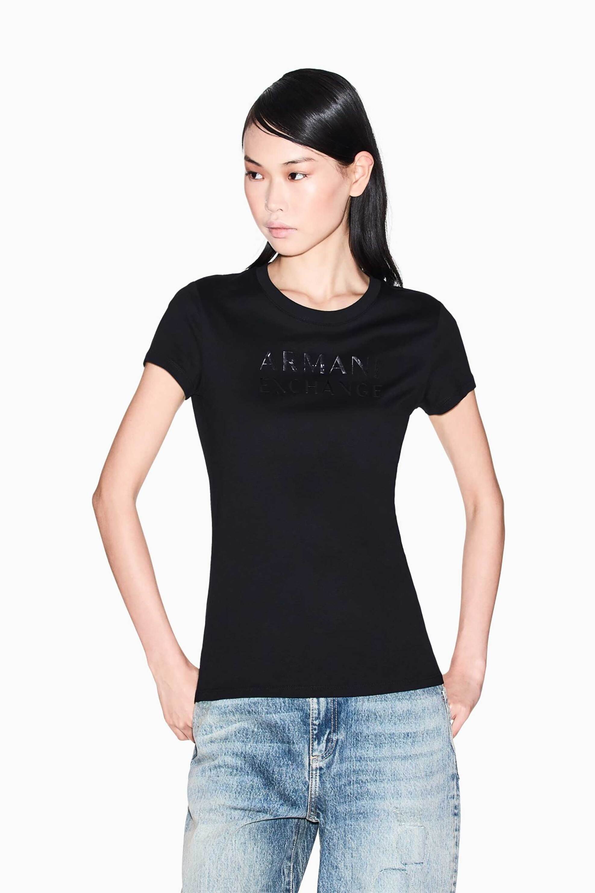 ARMANI EXCHANGE Armani Exchange γυναικείο T-shirt με logo Slim Fit - XW001357AF10356 Μαύρο