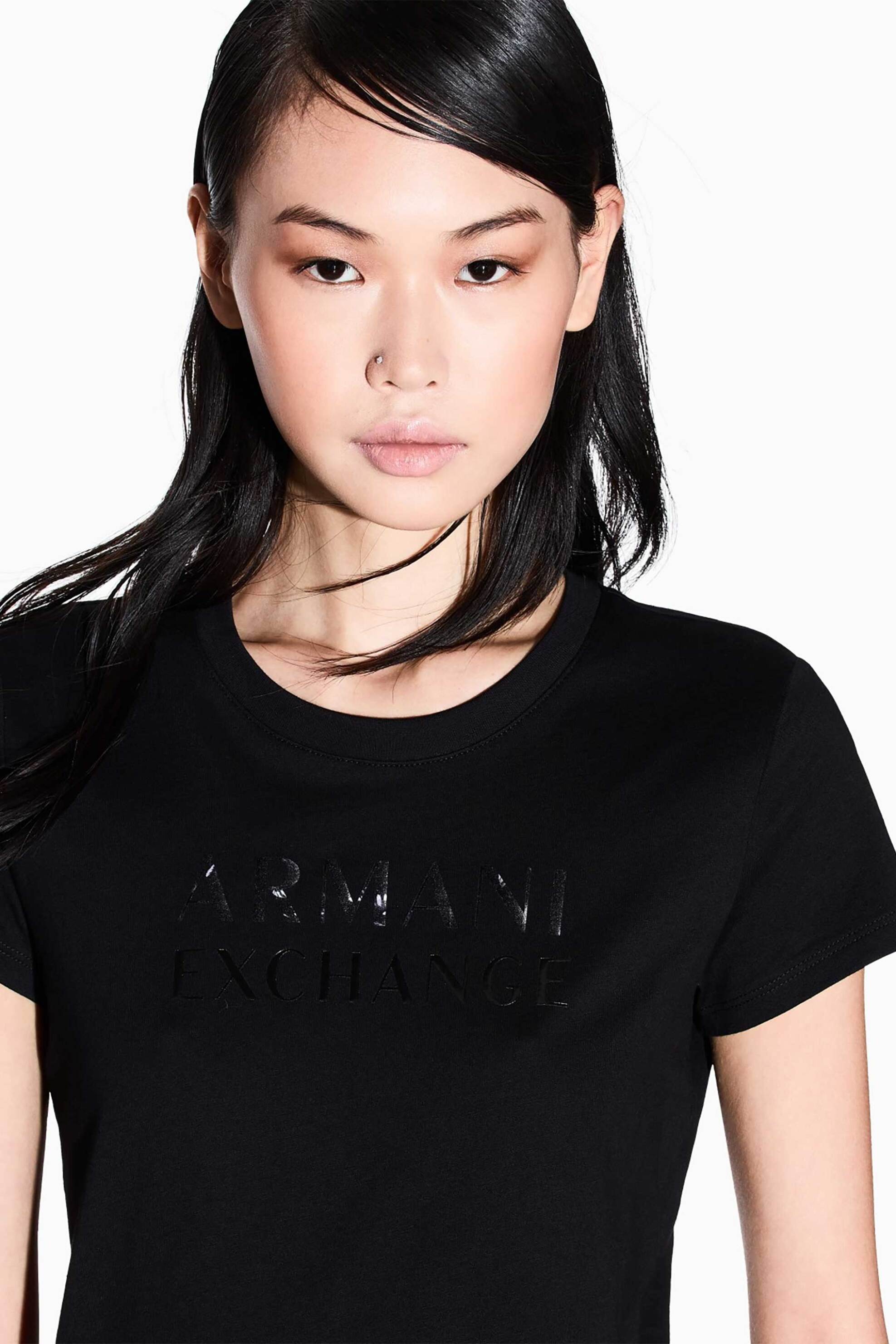 Armani Exchange γυναικείο T-shirt με logo Slim Fit - XW001357AF10356 Μαύρο φωτογραφία