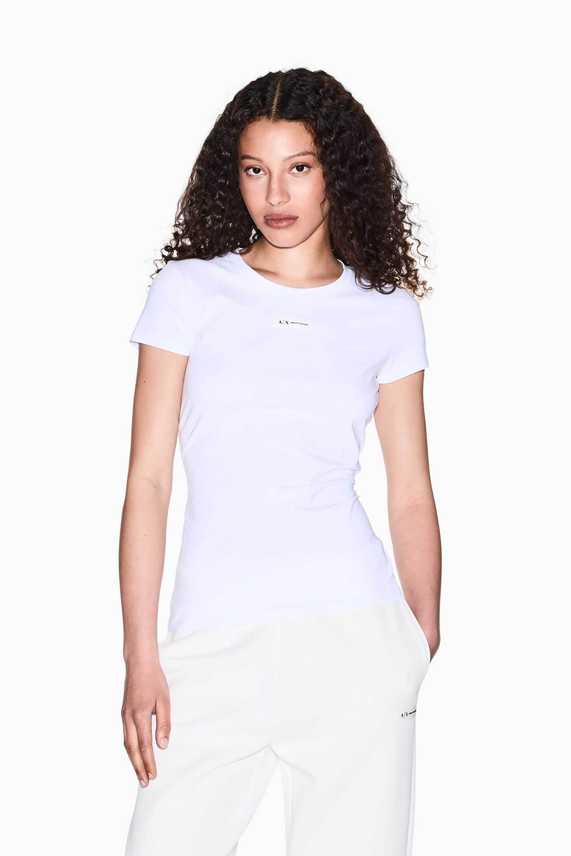 ARMANI EXCHANGE Armani Exchange γυναικείο T-shirt με logo patch Slim Fit - XW001362AF16294 Λευκό