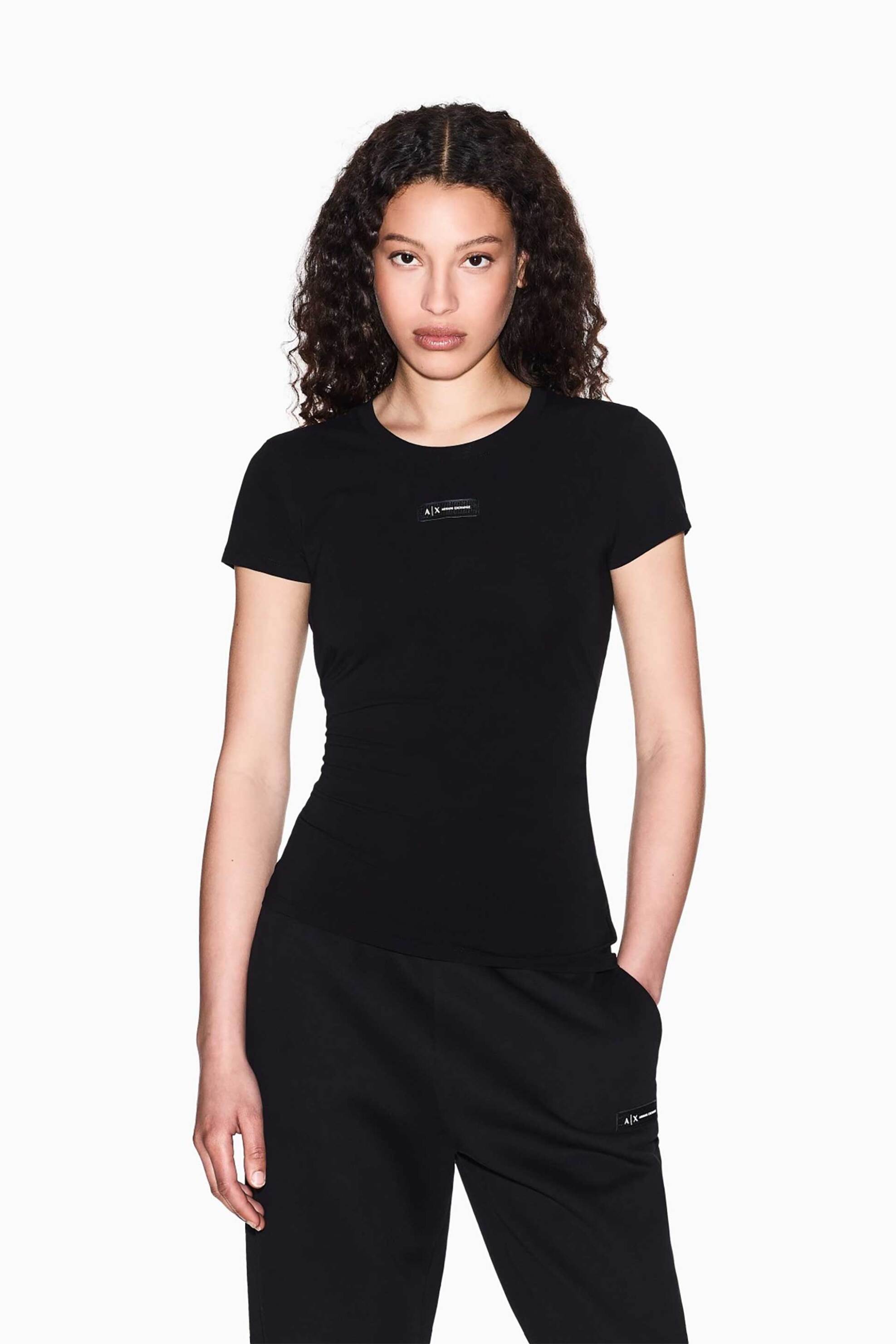 ARMANI EXCHANGE Armani Exchange γυναικείο T-shirt με logo patch Slim Fit - XW001362AF16294 Μαύρο
