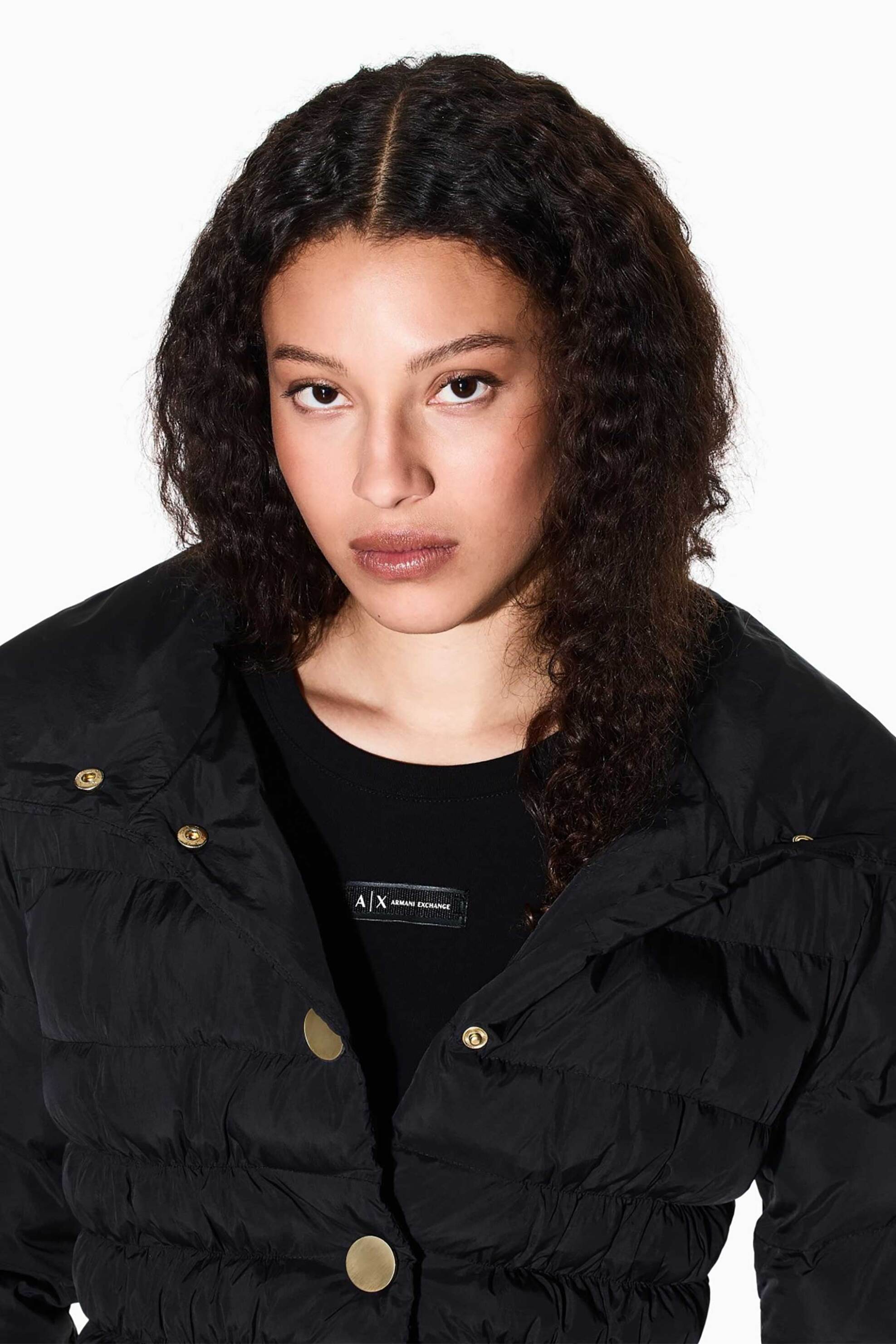 Armani Exchange γυναικείο T-shirt με logo patch Slim Fit - XW001362AF16294 Μαύρο φωτογραφία