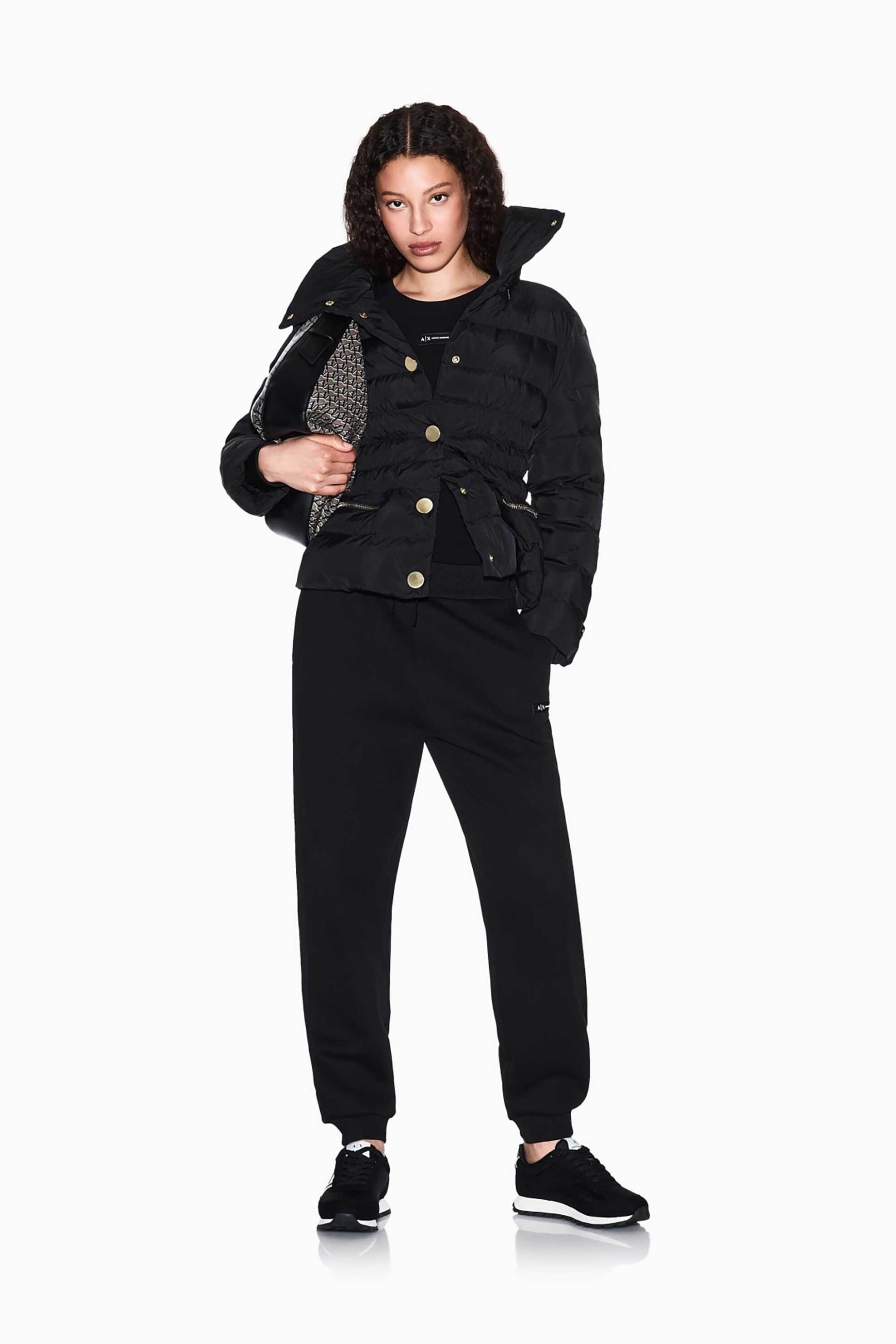 Armani Exchange γυναικείο T-shirt με logo patch Slim Fit - XW001362AF16294 Μαύρο φωτογραφία