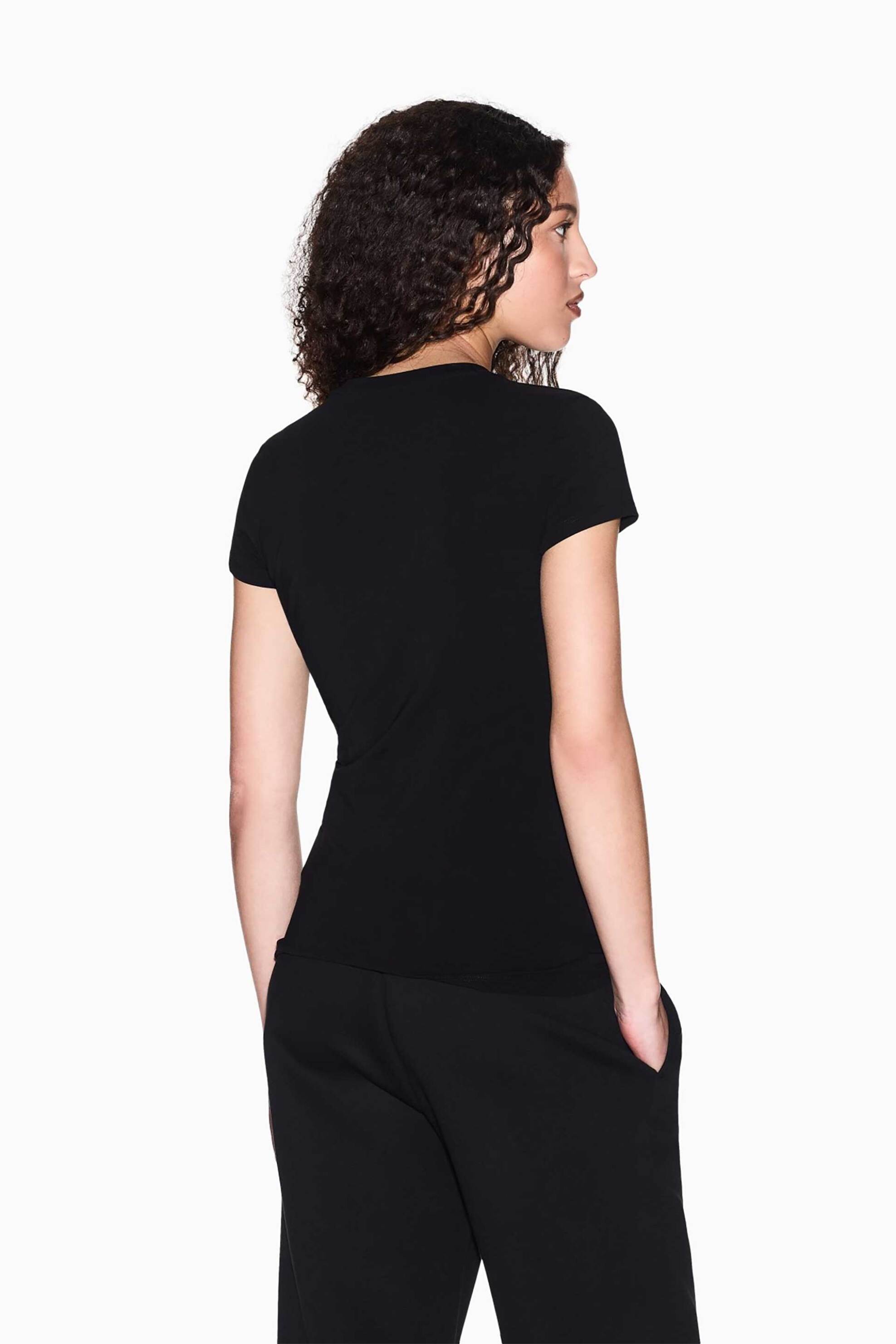 Armani Exchange γυναικείο T-shirt με logo patch Slim Fit - XW001362AF16294 Μαύρο φωτογραφία