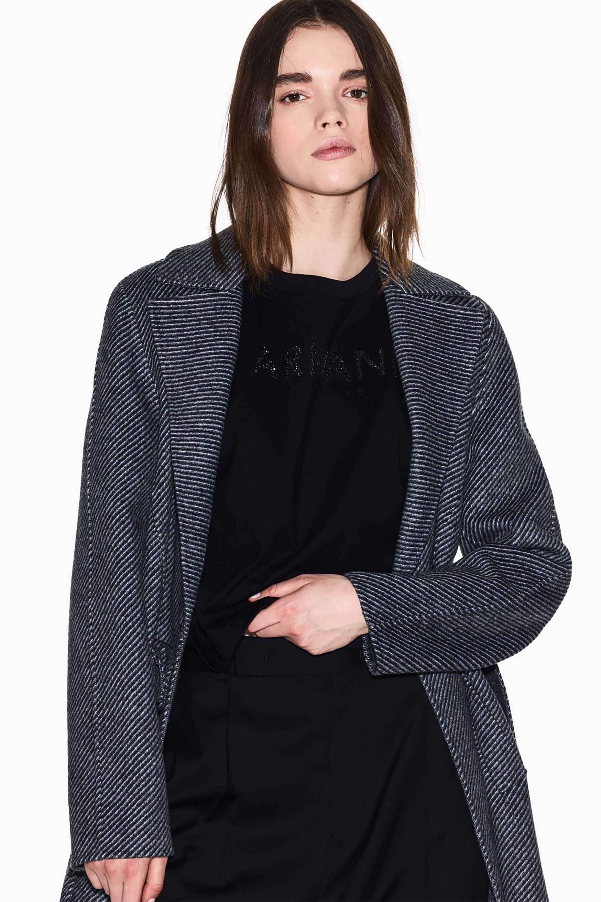 Armani Exchange γυναικείο T-shirt με logo cropped - XW001364AF15085 Μαύρο φωτογραφία