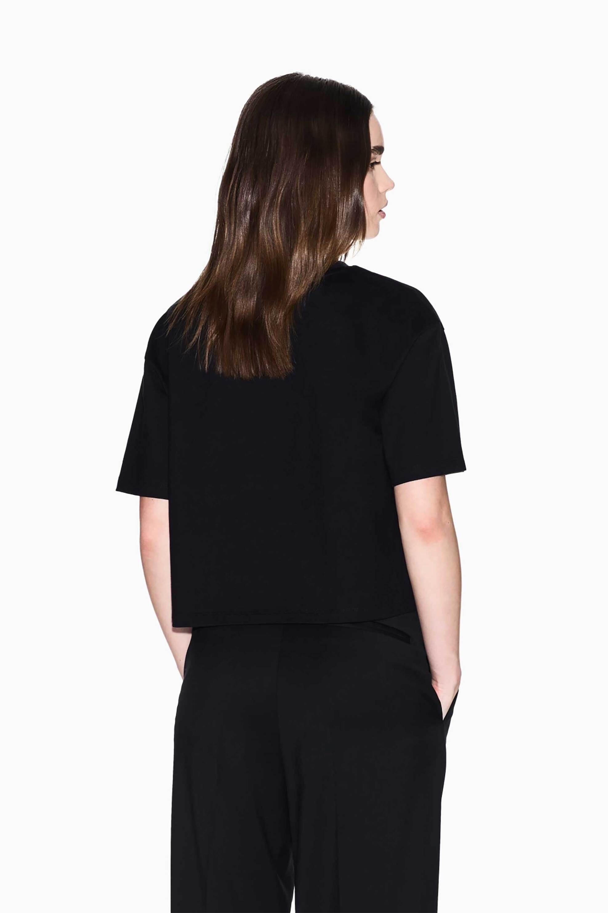 Armani Exchange γυναικείο T-shirt με logo cropped - XW001364AF15085 Μαύρο φωτογραφία