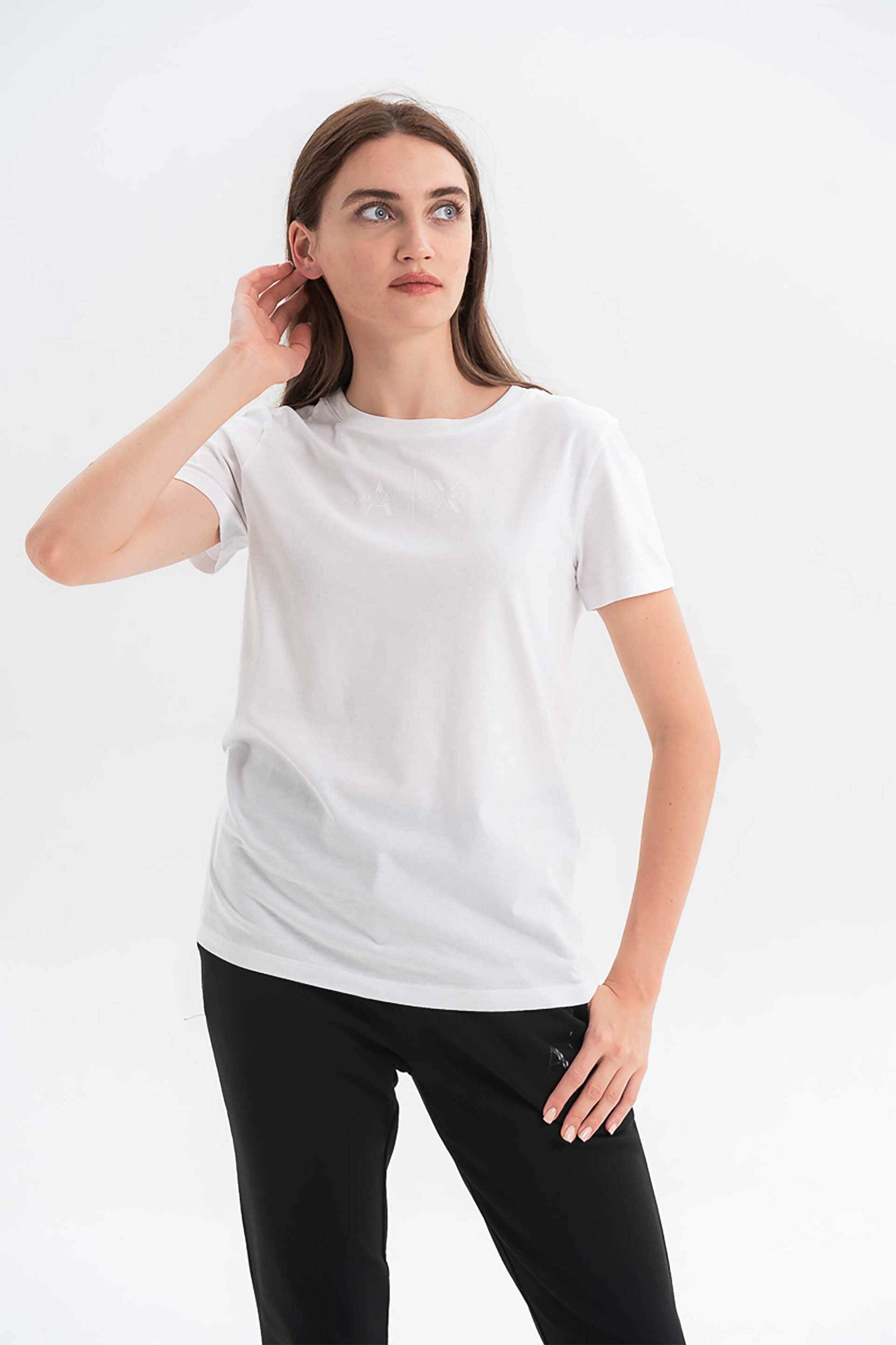 Armani Exchange γυναικείο T-shirt με logo - XW001366AF10356 Λευκό