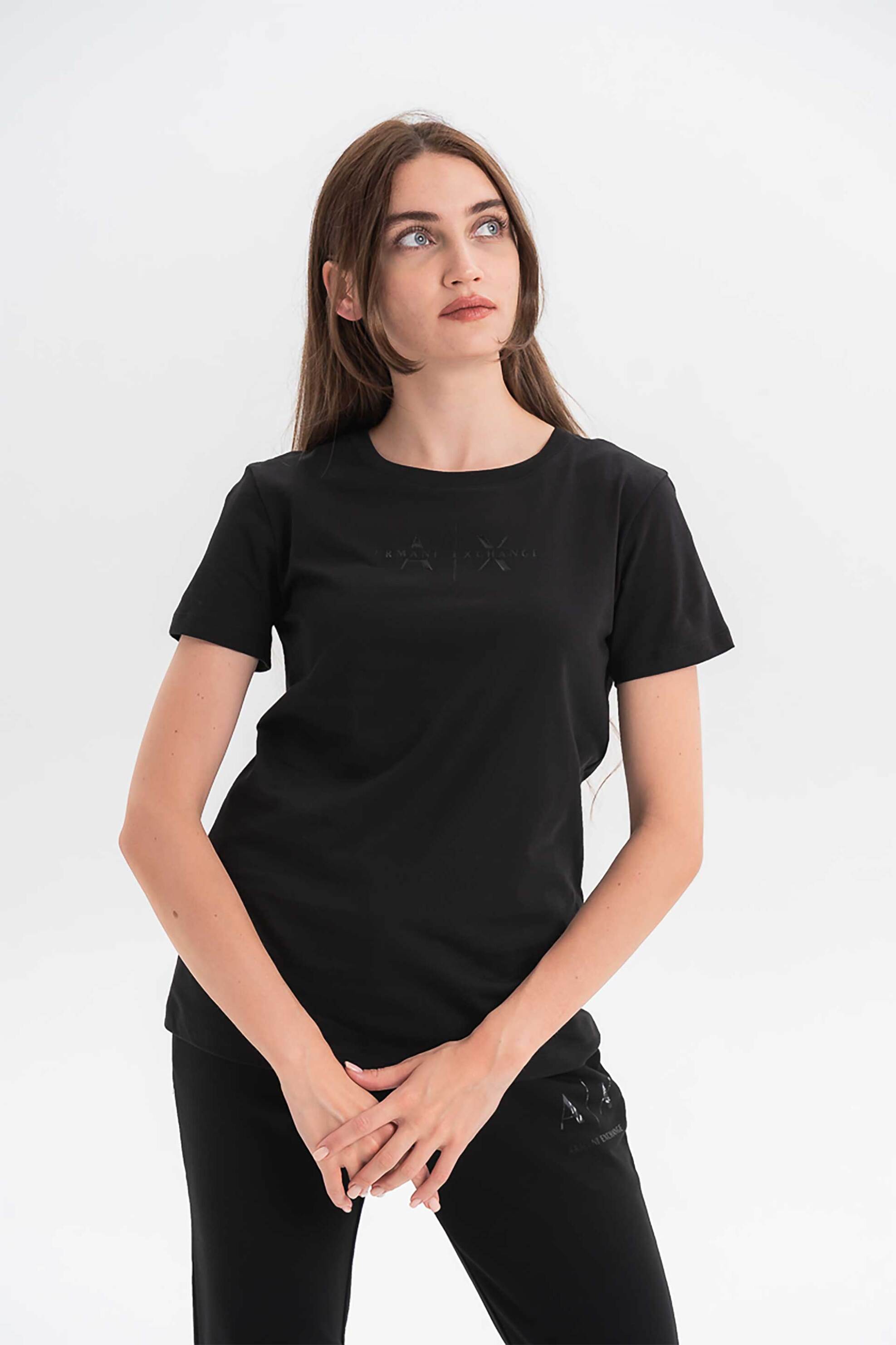 Armani Exchange γυναικείο T-shirt με logo - XW001366AF10356 Μαύρο