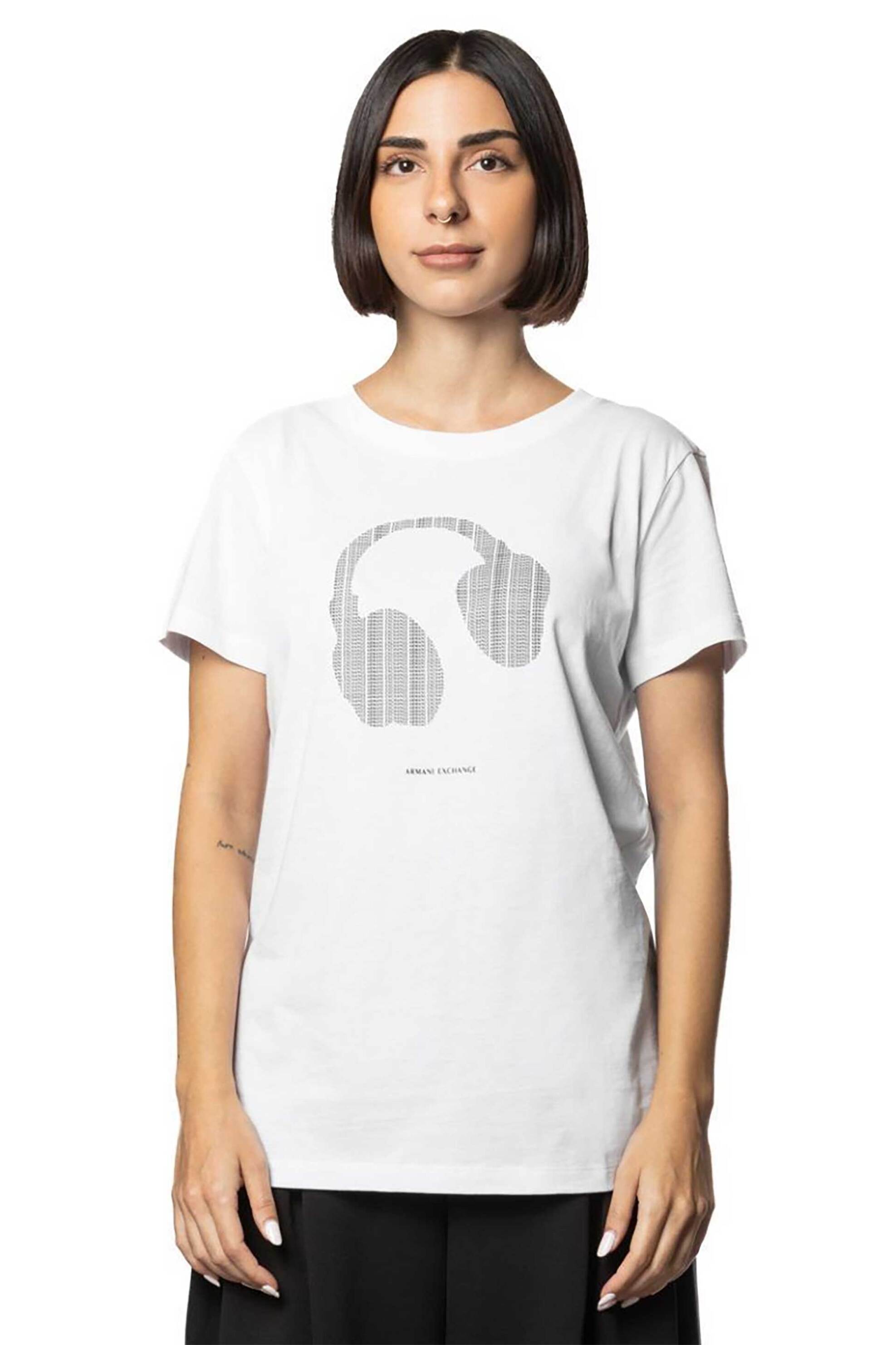 Armani Exchange γυναικείο T-shirt με print - XW001370AF10356 Λευκό