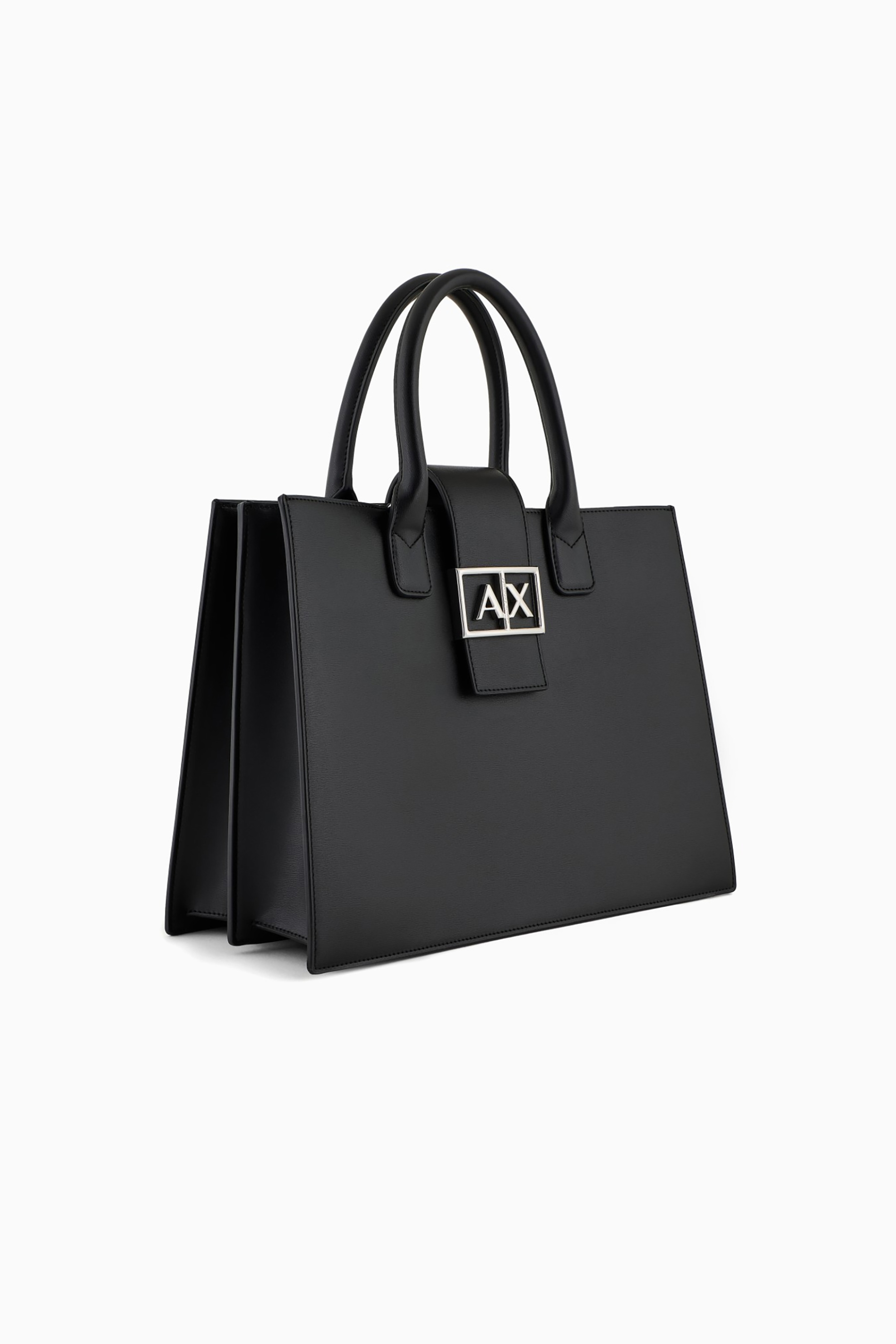 Armani Exchange γυναικεία τσάντα χειρός με μεταλλικό λογότυπο - XW000305AF12039 Μαύρο φωτογραφία