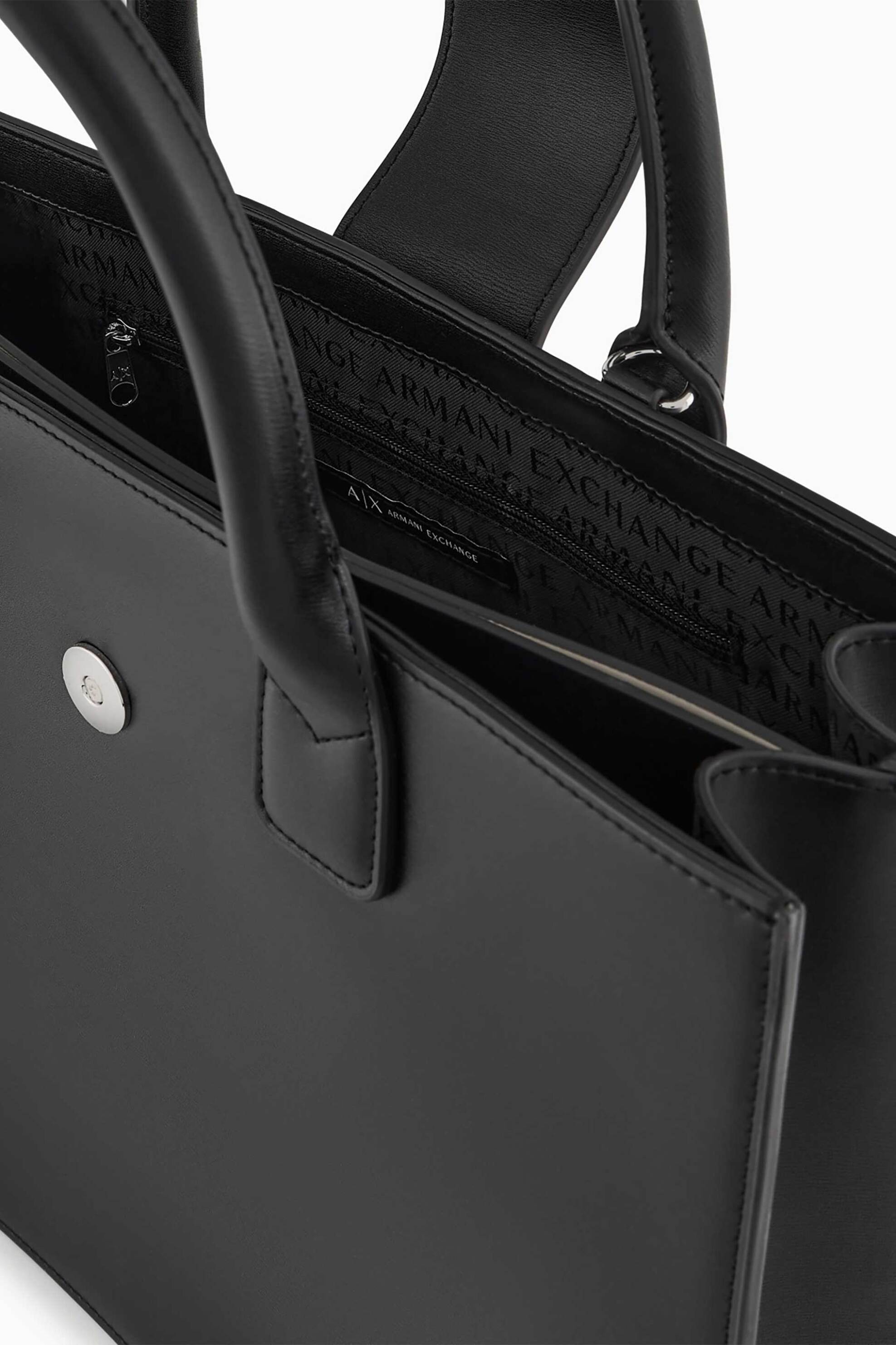 Armani Exchange γυναικεία τσάντα χειρός με μεταλλικό λογότυπο - XW000305AF12039 Μαύρο φωτογραφία