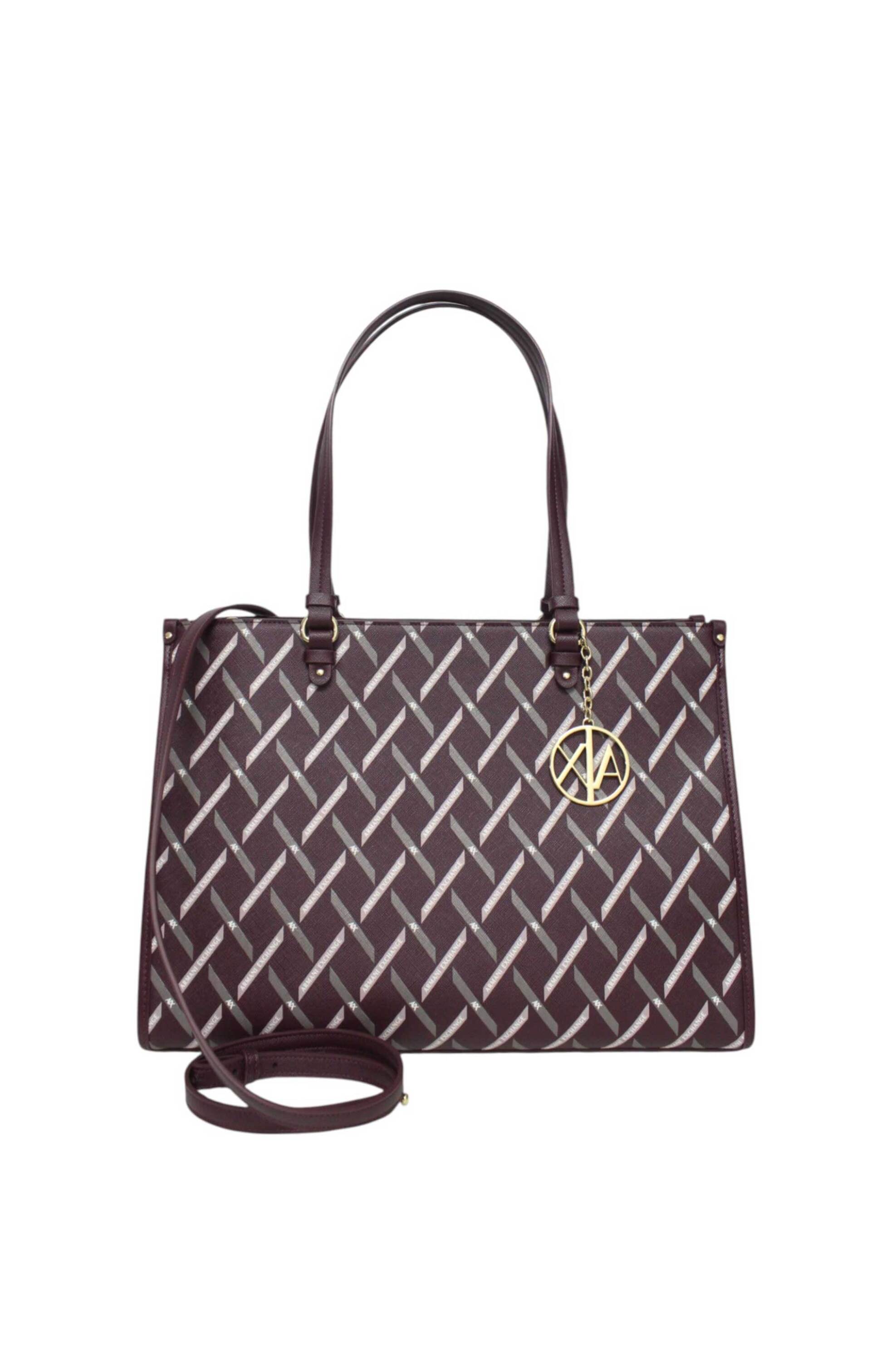 Armani Exchange γυναικεία τσάντα shopper με all-over logo print - XW000400AF17155 Μπορντό