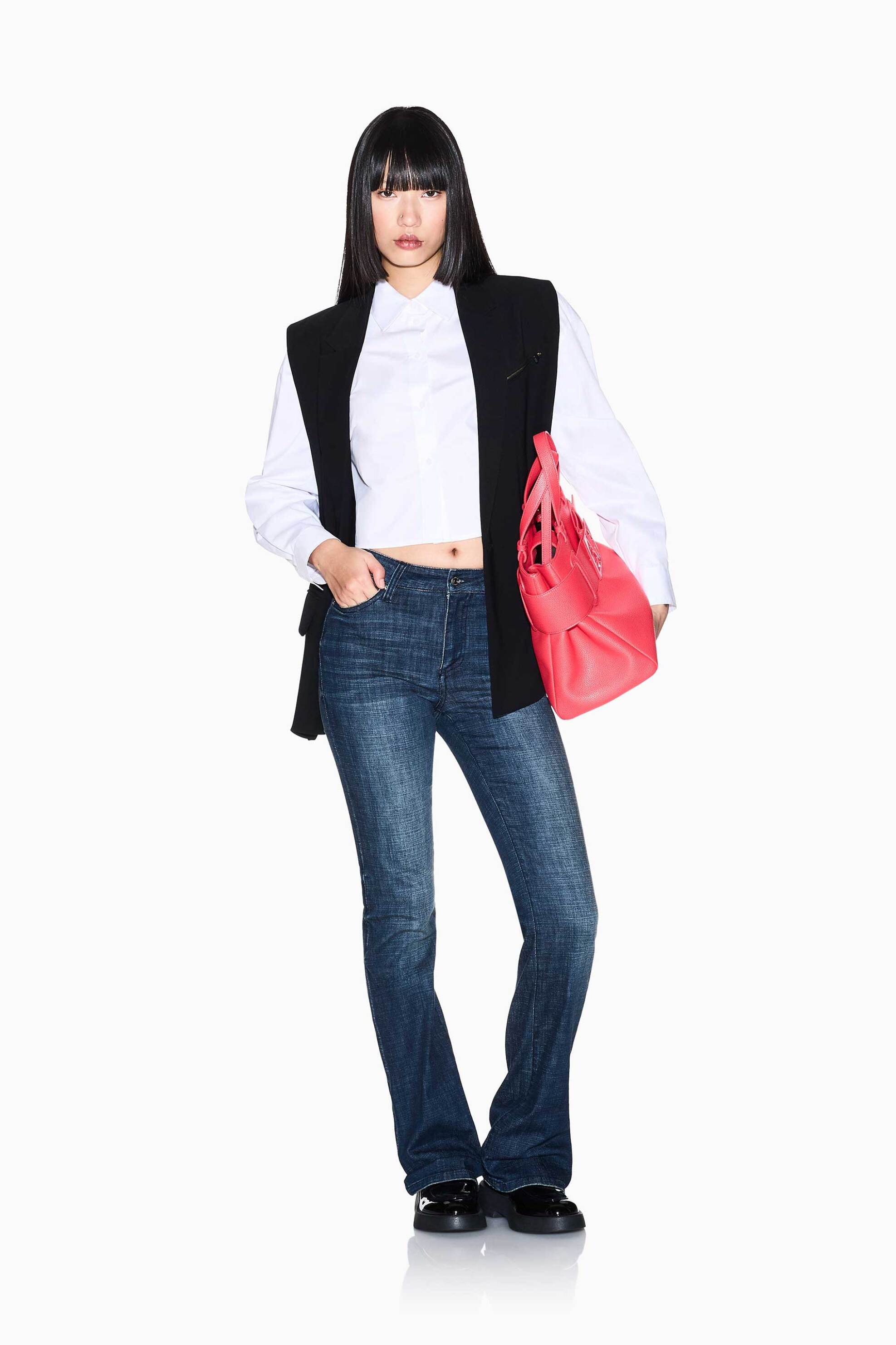 Armani Exchange γυναικείο τζιν παντελόνι πεντάτσεπο Flared Fit - XW001391AF18857 Denim Blue Σκούρο