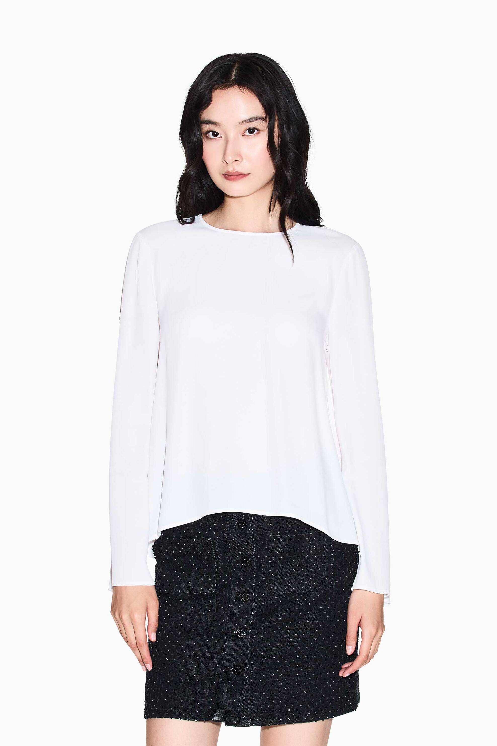 Armani Exchange γυναικεία μπλούζα με ασύμμετρο τελείωμα - XW001796AF16117 Λευκό