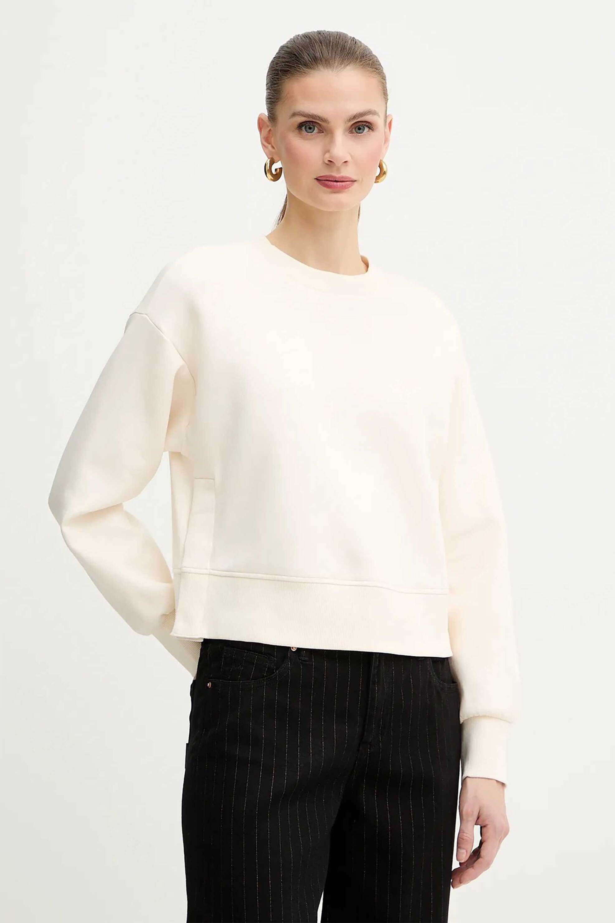 Armani Exchange γυναικεία cropped μπλούζα φούτερ με monogram - XW001828AF10818 Λευκό