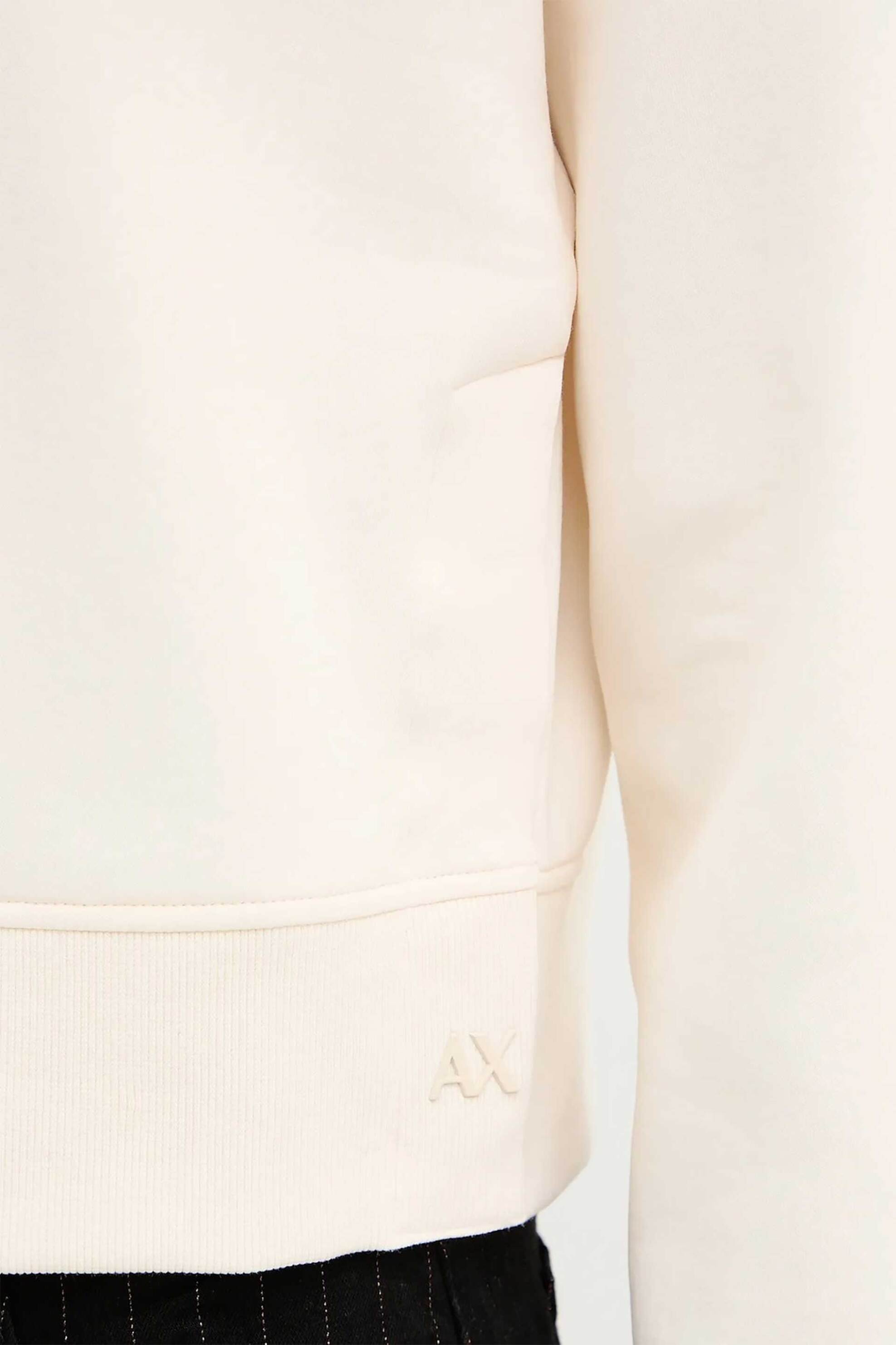 Armani Exchange Γυναικεία Cropped Μπλούζα Φούτερ με Monogram - Xw001828Af10818 Λευκό