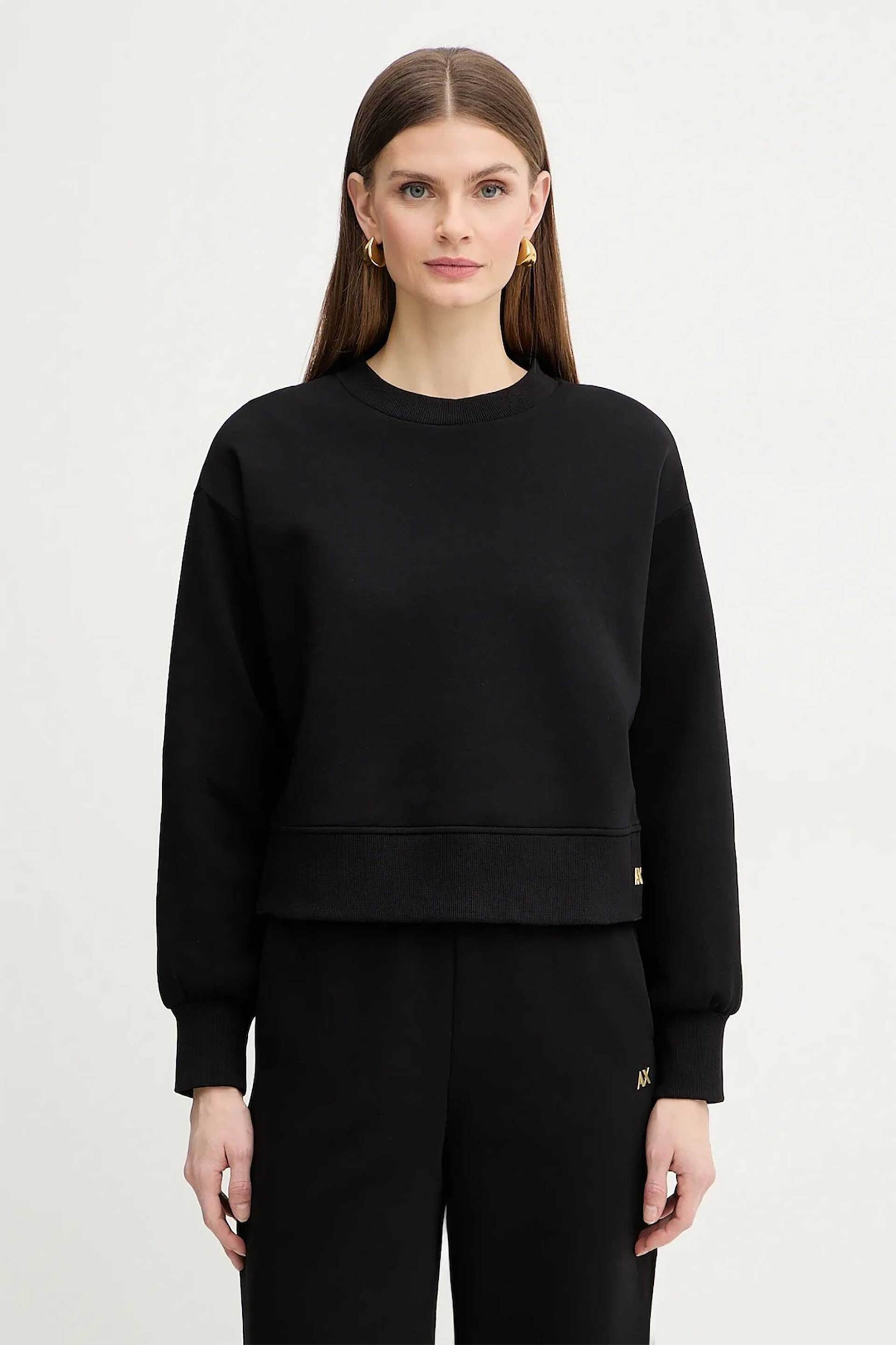 ARMANI EXCHANGE Armani Exchange γυναικεία cropped μπλούζα φούτερ με monogram - XW001828AF10818 Μαύρο