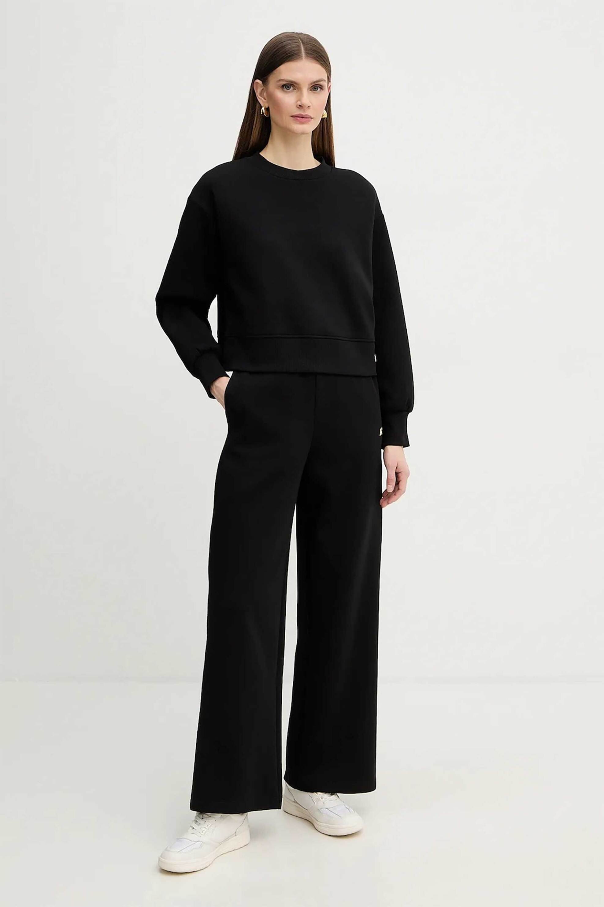 Armani Exchange γυναικεία cropped μπλούζα φούτερ με monogram - XW001828AF10818 Μαύρο
