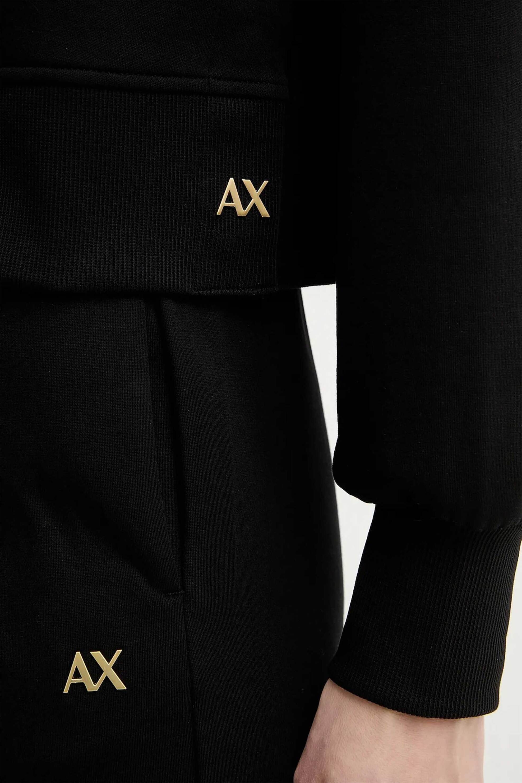 Armani Exchange Γυναικεία Cropped Μπλούζα Φούτερ με Monogram - Xw001828Af10818 Μαύρο