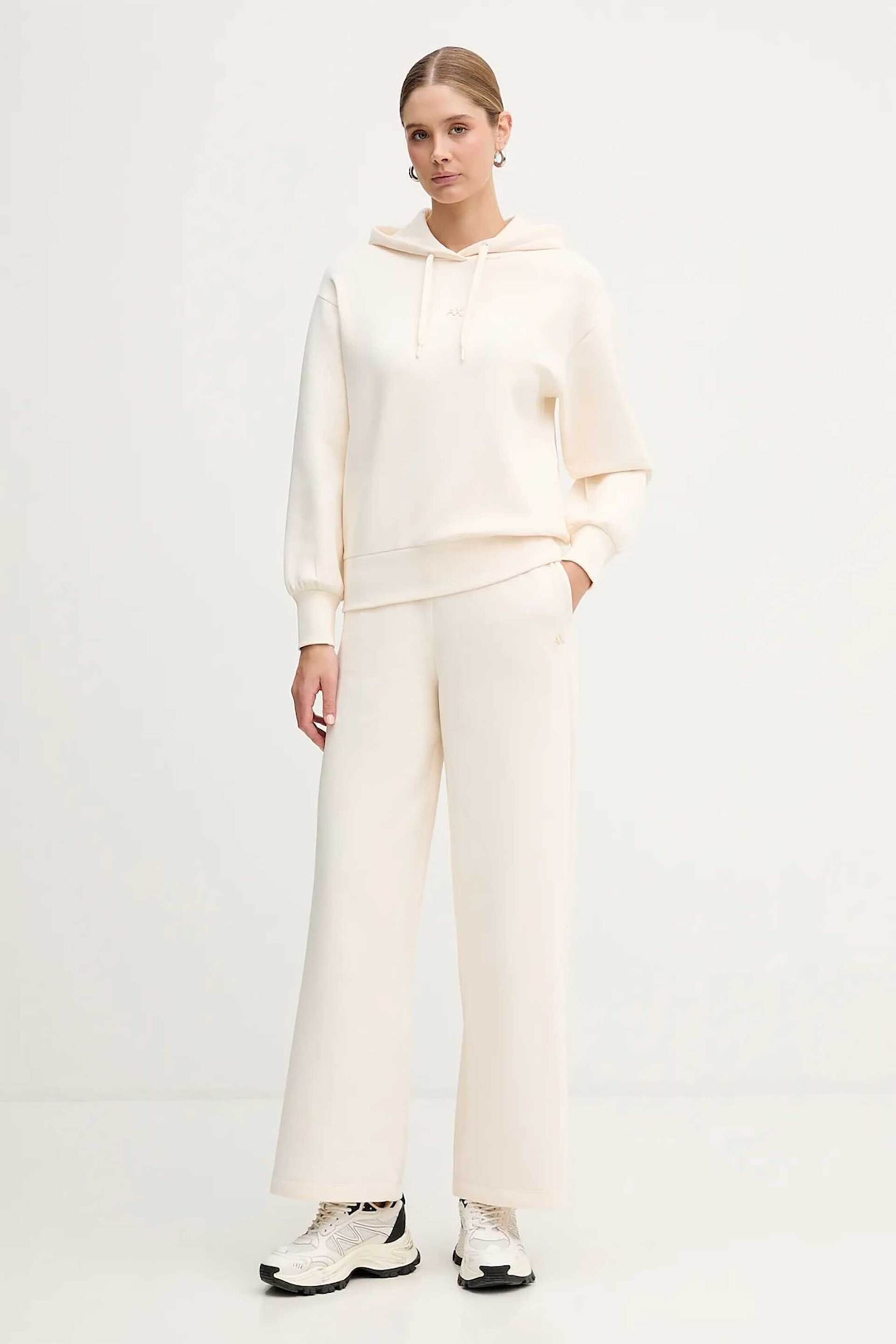 Armani Exchange γυναικείο παντελόνι φόρμας με monogram Regular Fit - XW001830AF10818 Λευκό