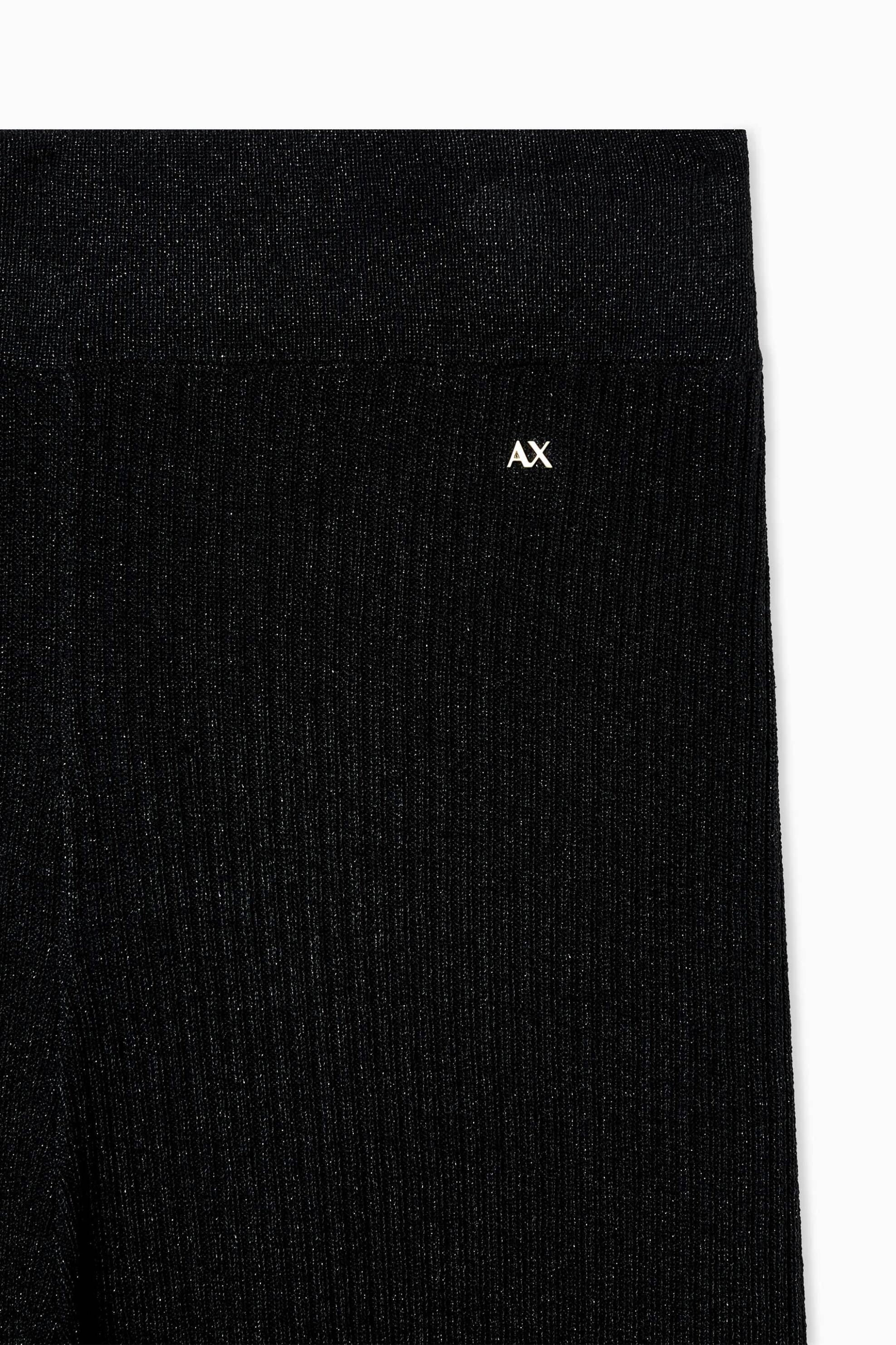 Armani Exchange Γυναικείο Παντελόνι Ribbed με Ελαστική Μέση Και Μεταλλικές Ίνες Regular Fit - Xw001878Af11957 Μαύρο
