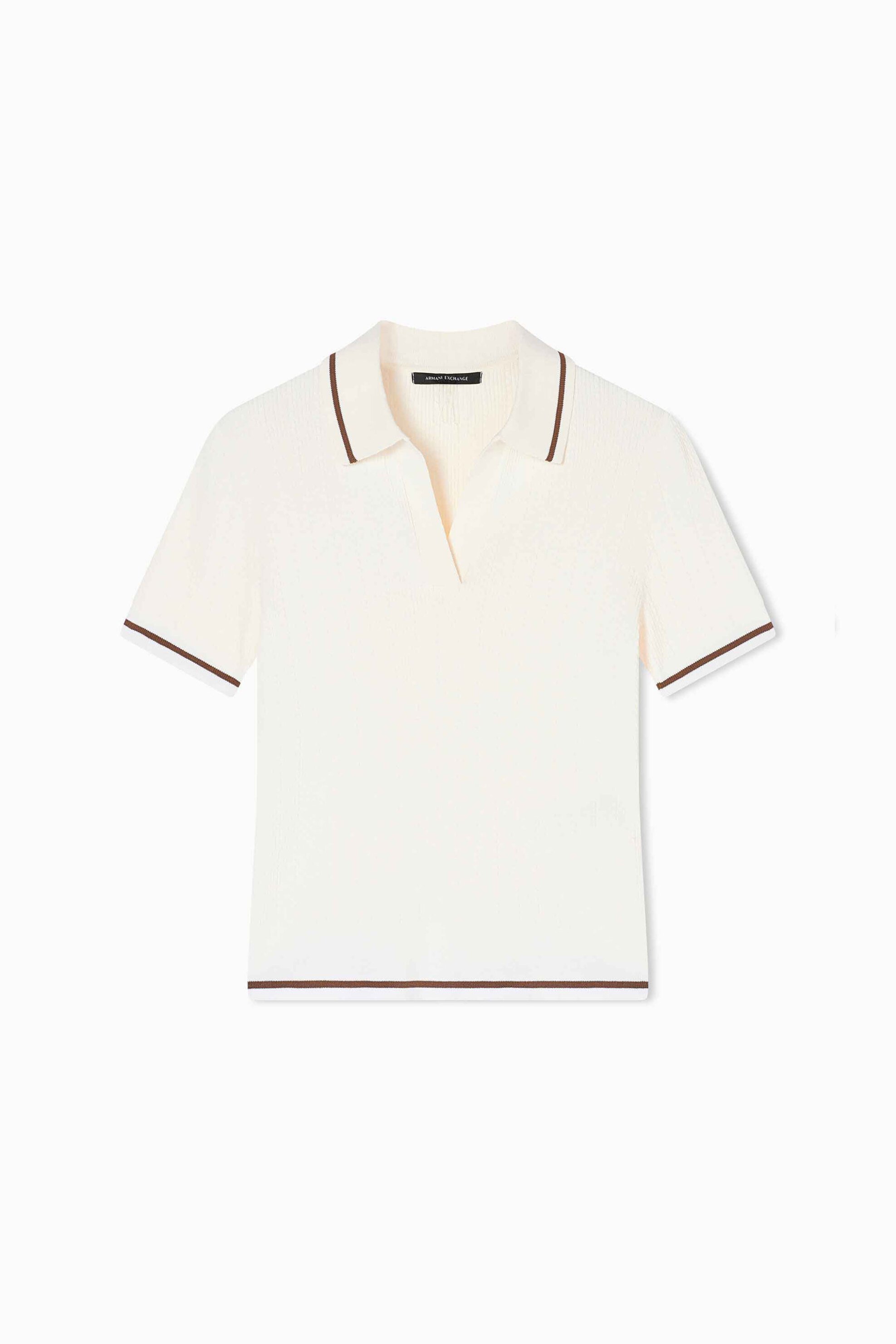 Armani Exchange γυναικεία πλεκτή μπλούζα πόλο με contrast trims - XW001897AF10352 Λευκό