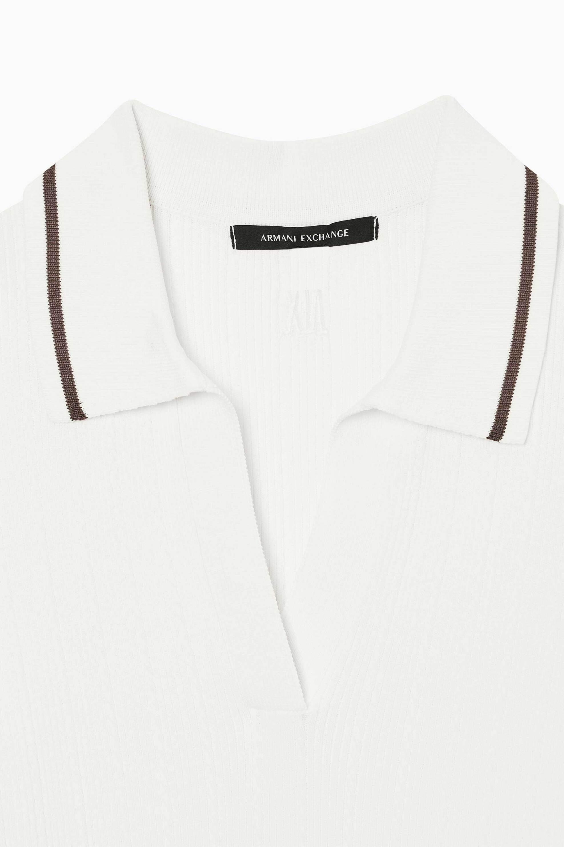 Armani Exchange Γυναικεία Πλεκτή Μπλούζα Πόλο με Contrast Trims - Xw001897Af10352 Λευκό