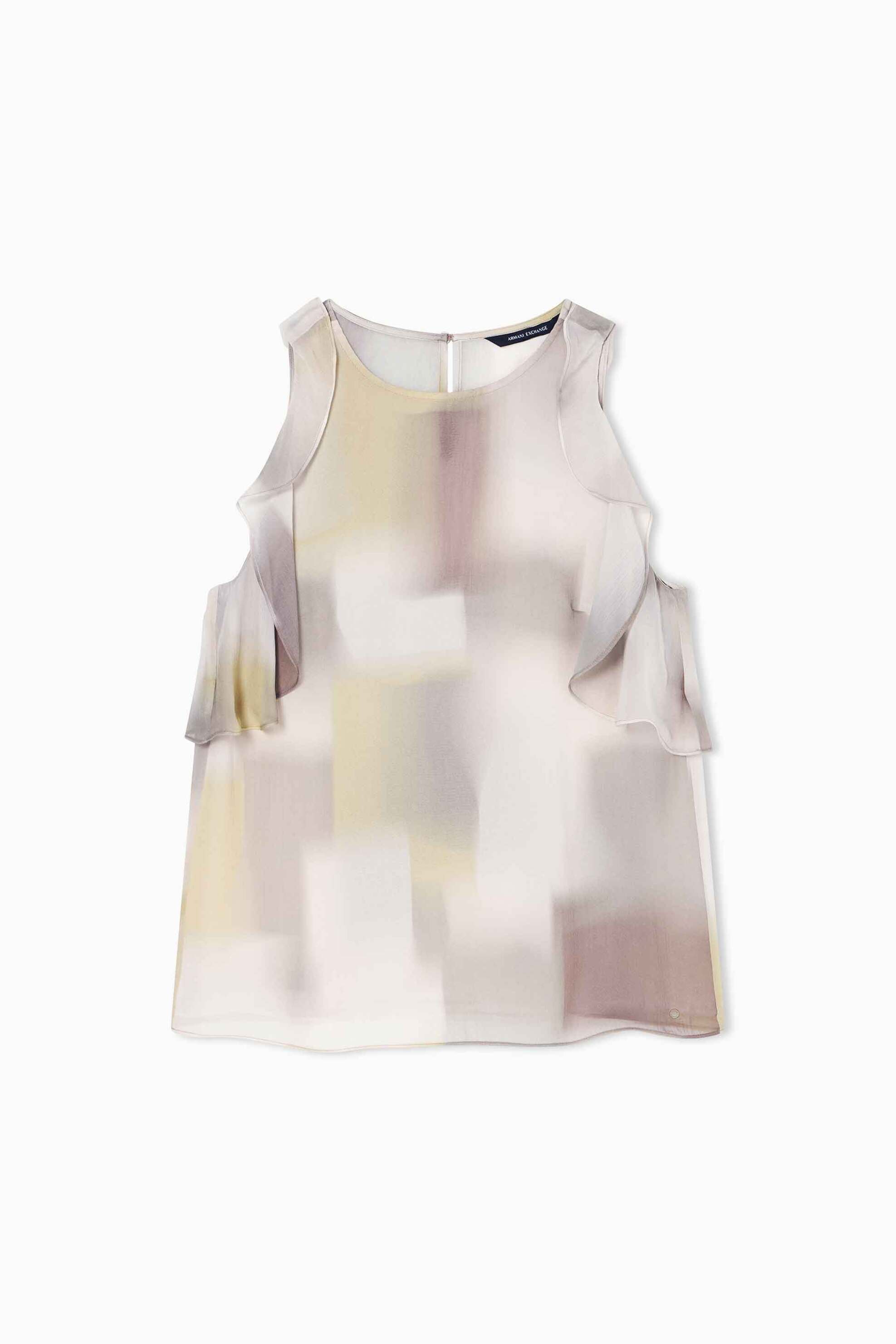 Armani Exchange γυναικεία αμάνικη μπλούζα με βολάν και all-over print - XW001965AF21554 Μπεζ