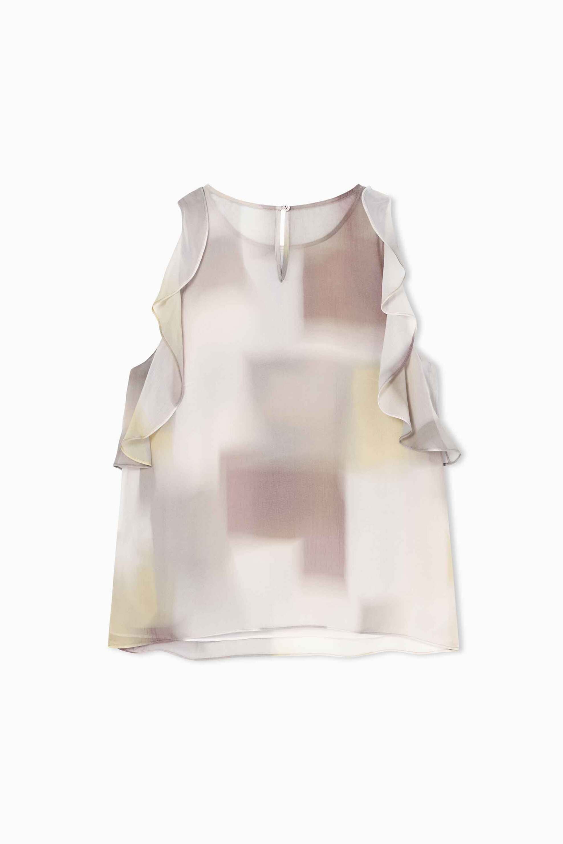 ARMANI EXCHANGE Armani Exchange γυναικεία αμάνικη μπλούζα με βολάν και all-over print - XW001965AF21554 Μπεζ - 2