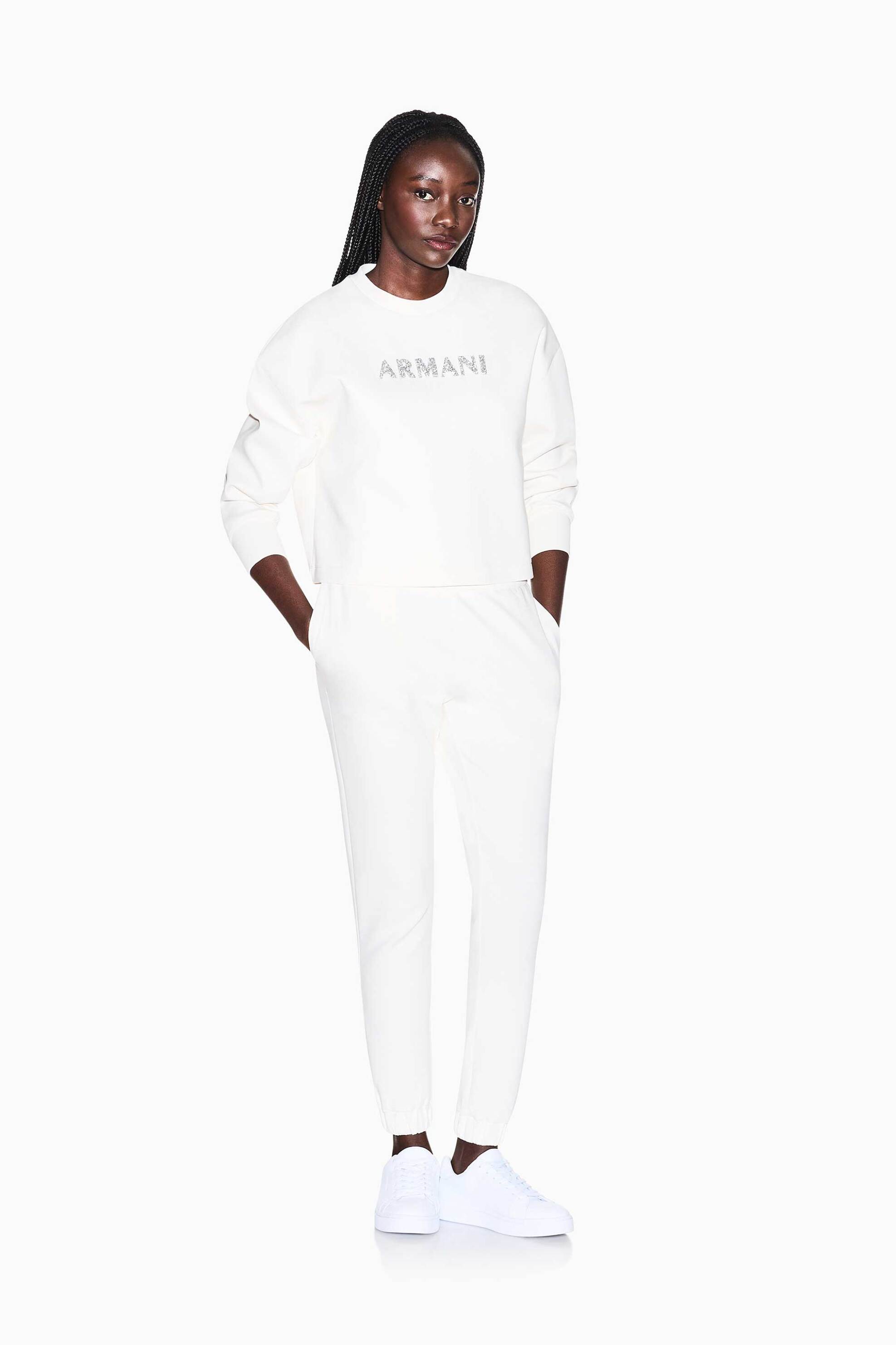 ARMANI EXCHANGE Armani Exchange γυναικεία μπλούζα φούτερ με λογότυπο από στρας - XW002049AF21298 Λευκό - 3