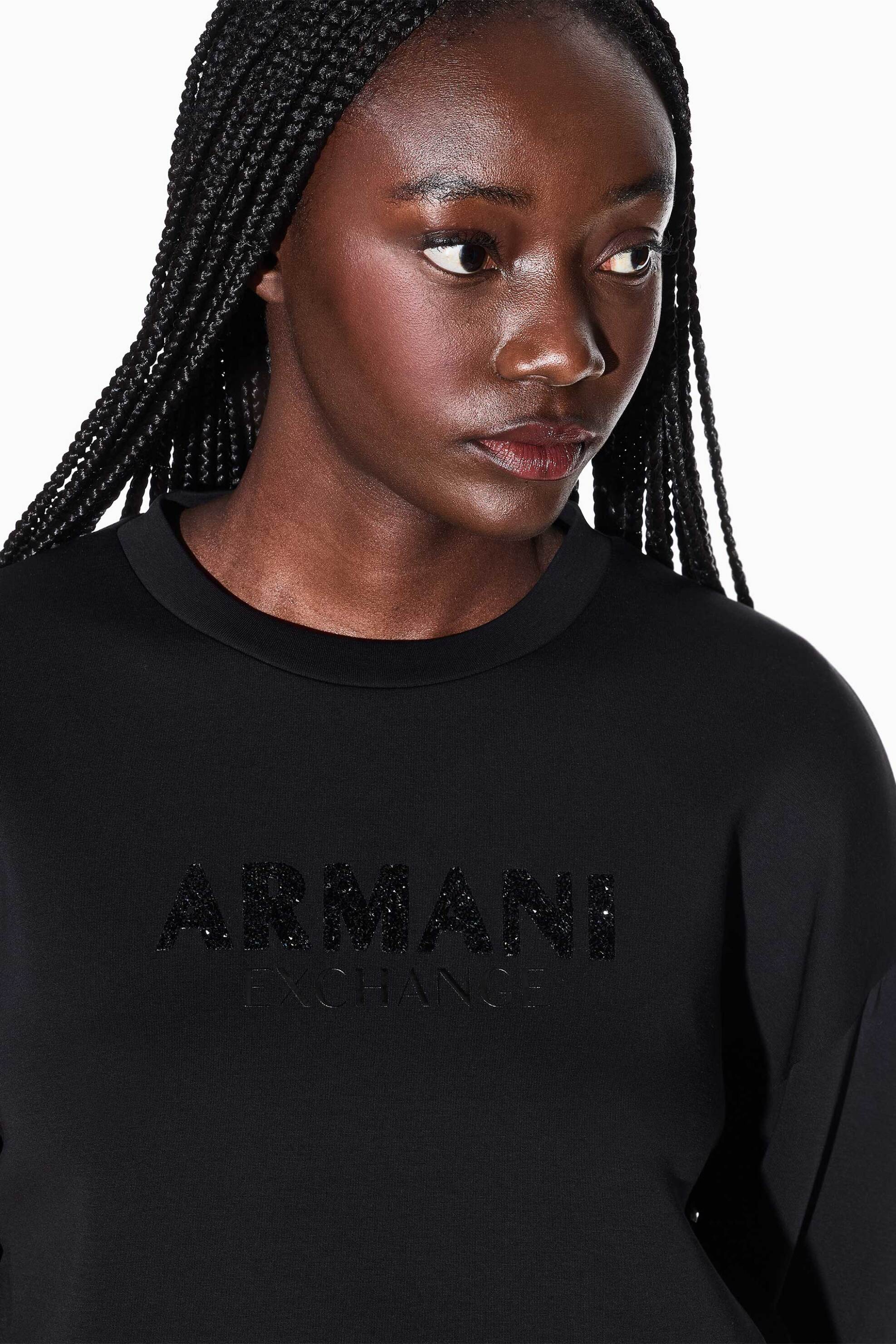 ARMANI EXCHANGE Armani Exchange γυναικεία μπλούζα φούτερ με λογότυπο από στρας - XW002049AF21298 Μαύρο - 2