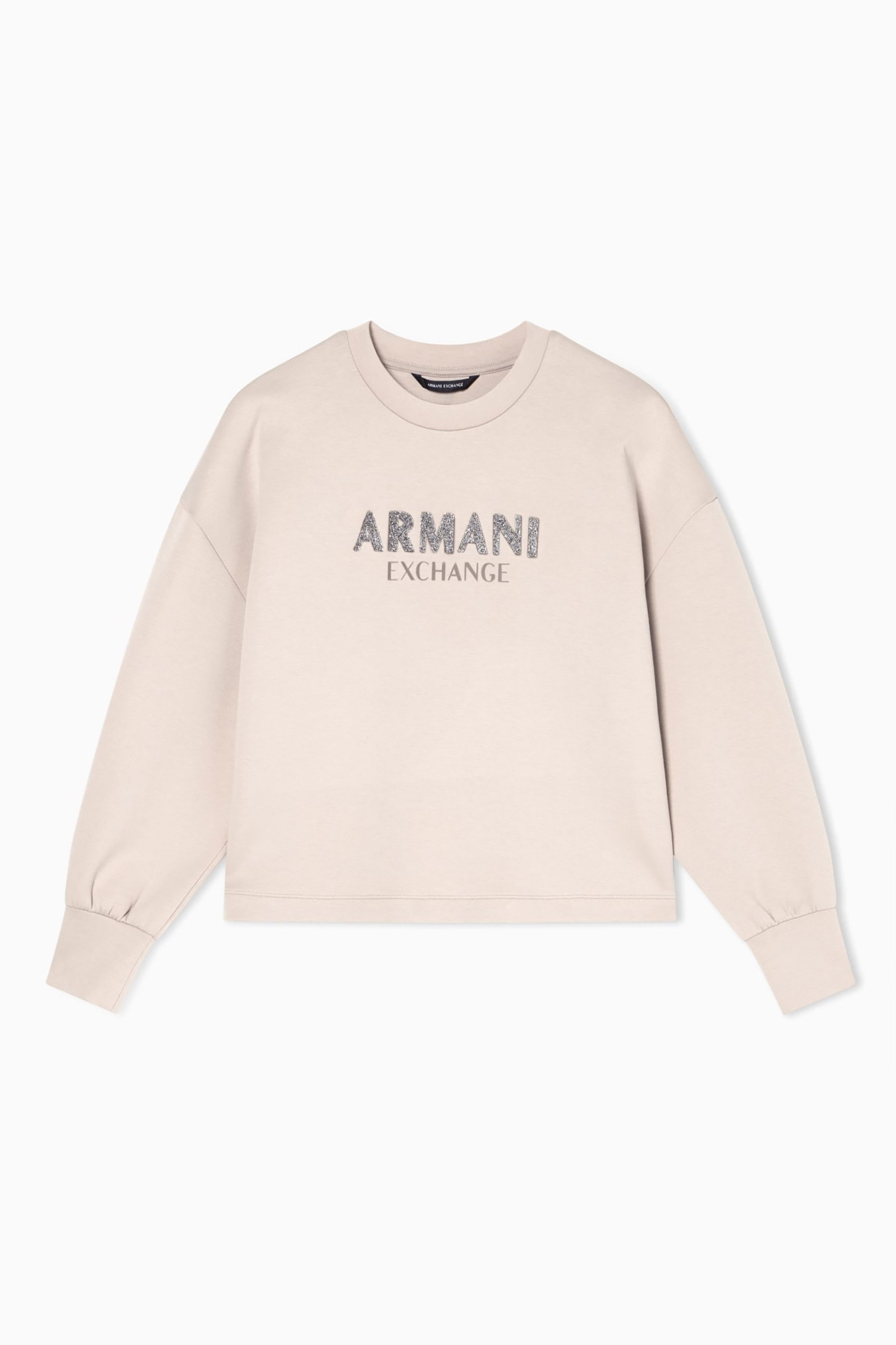 Armani Exchange Γυναικεία Μπλούζα Φούτερ με Λογότυπο από Στρας - Xw002049Af21298 Μπεζ