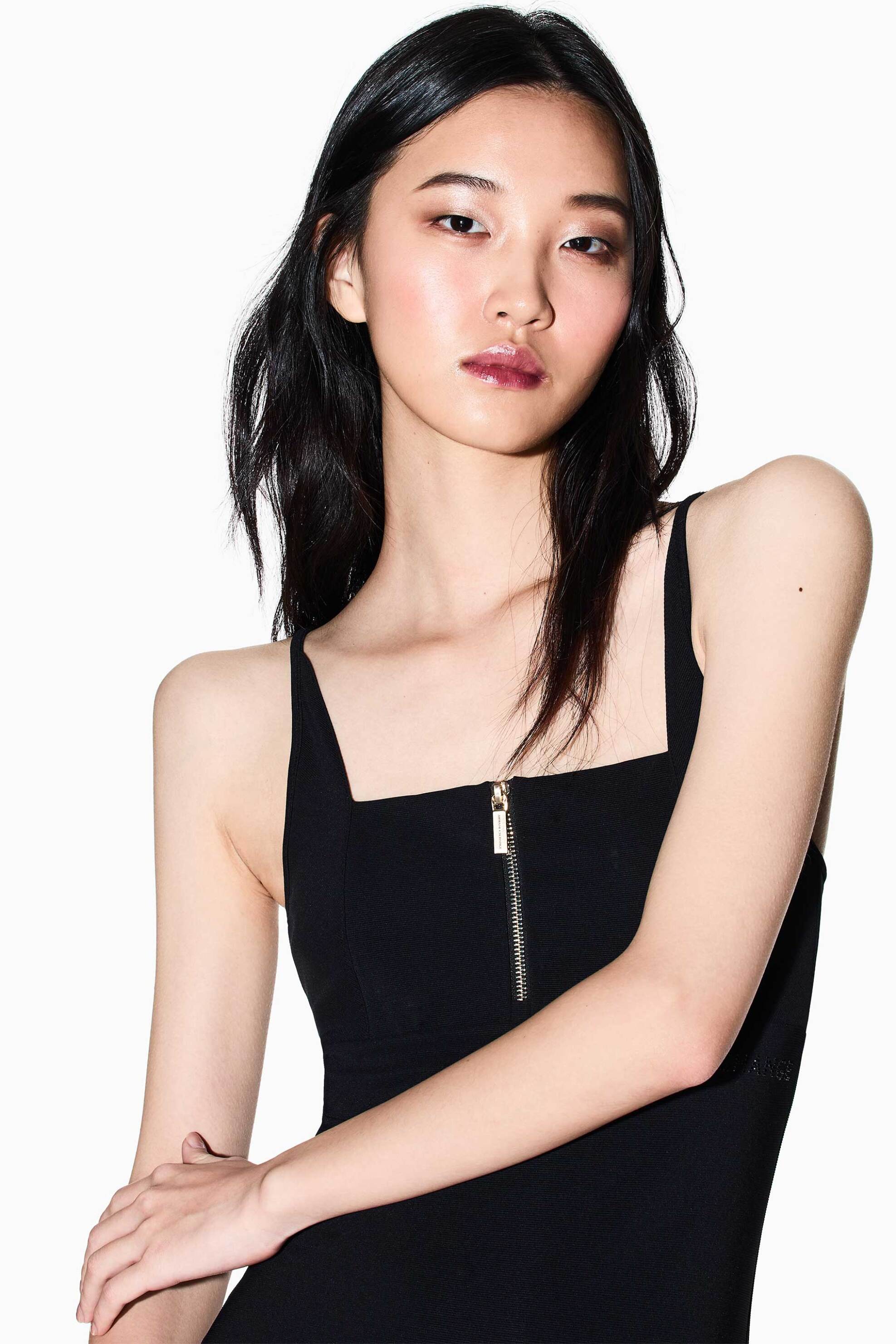 Armani Exchange γυναικείο midi φόρεμα με λεπτές τιράντες - XW002056AF21295 Μαύρο