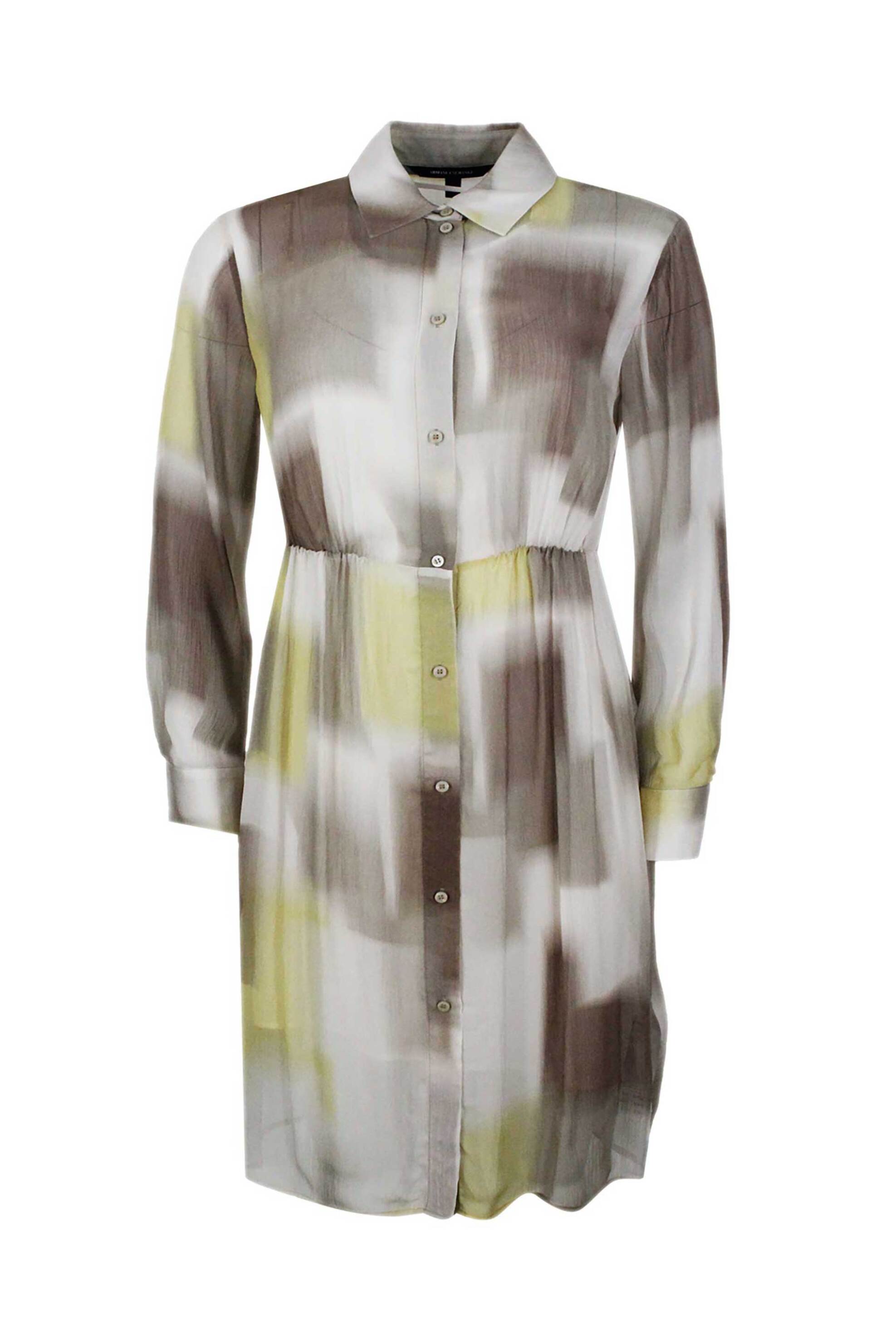 Armani Exchange γυναικείο midi φόρεμα σεμιζιέ με all-over print - XW002281AF21554 Μπεζ