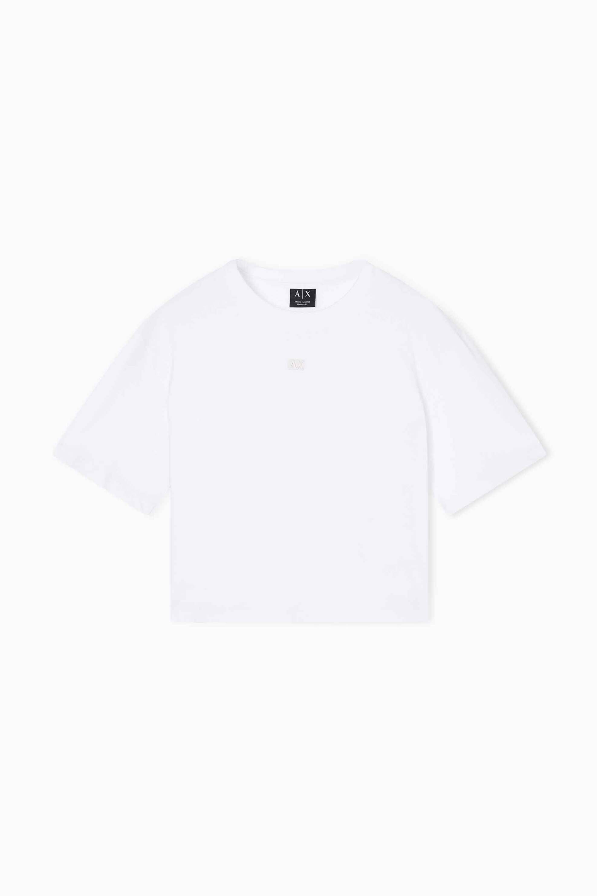 Armani Exchange γυναικείο cropped T-shirt με monogram Regular Fit - XW001836AF10356 Λευκό