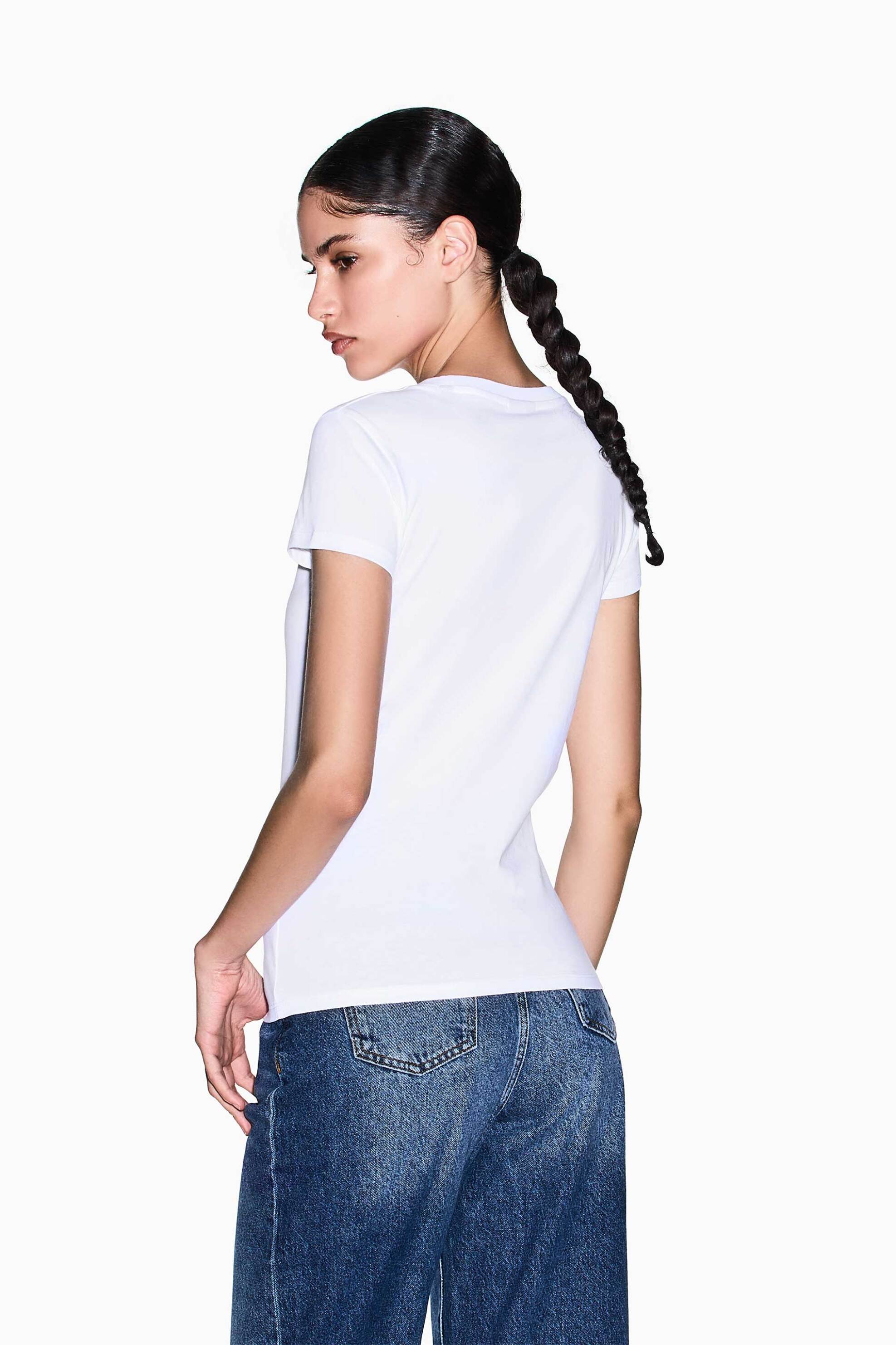 Armani Exchange Γυναικείο T-Shirt με Λογότυπο από Στρας Slim Fit - Xw002106Af10356 Λευκό