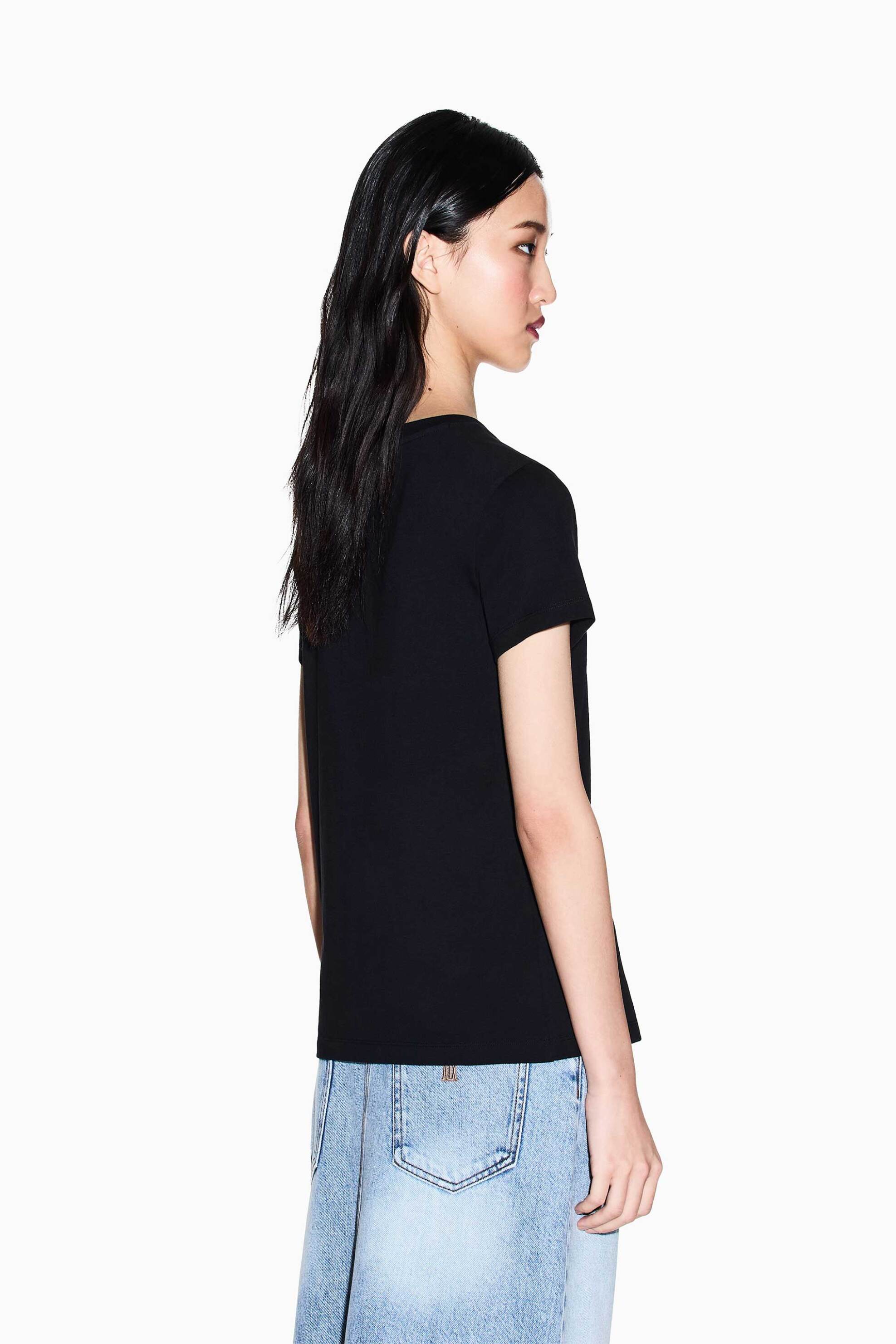 Armani Exchange Γυναικείο T-Shirt με Λογότυπο από Στρας Regular Fit - Xw002294Af17172 Μαύρο
