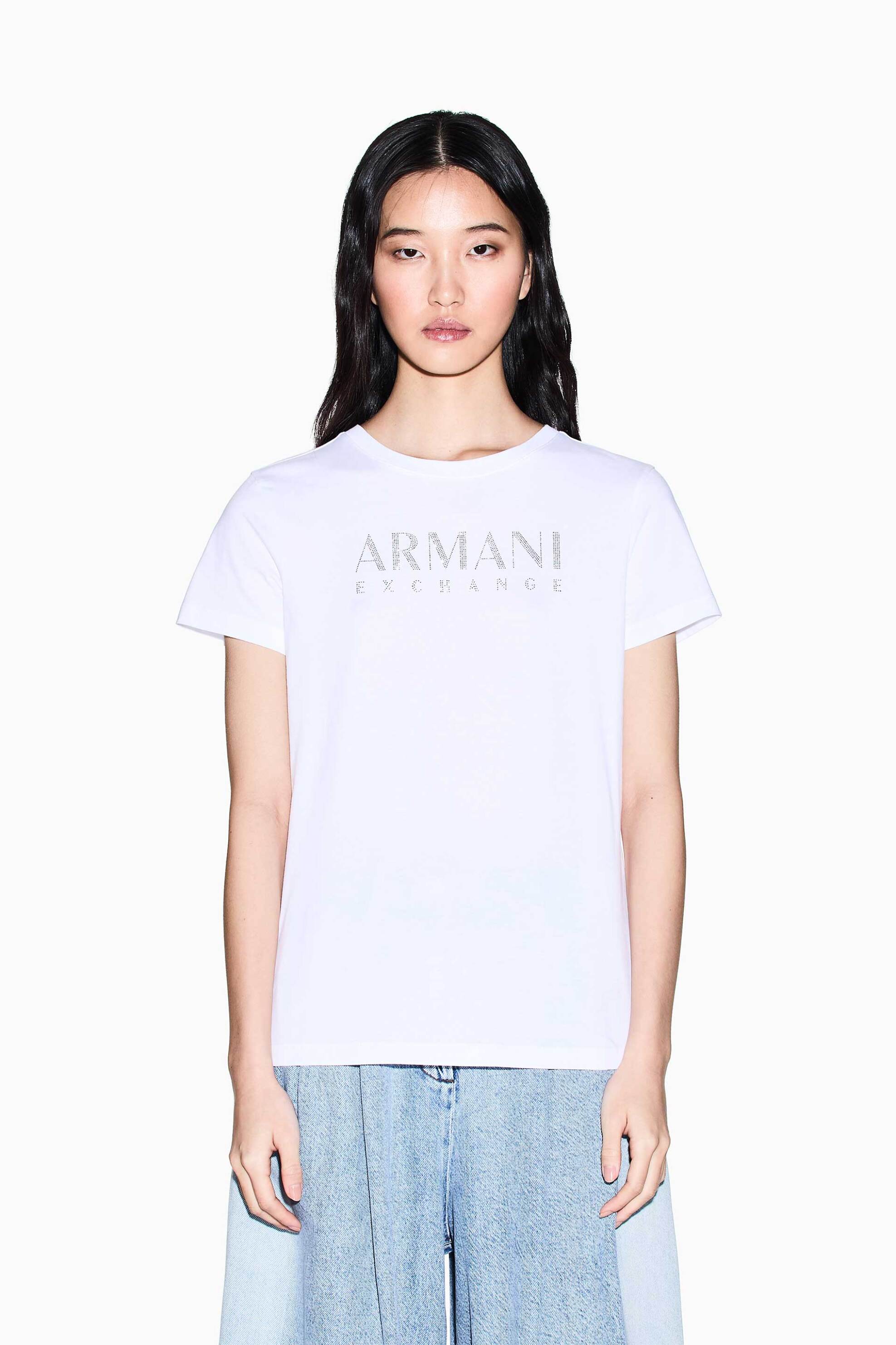 ARMANI EXCHANGE Armani Exchange γυναικείο T-shirt με λογότυπο από στρας Regular Fit - XW002294AF17172 Λευκό