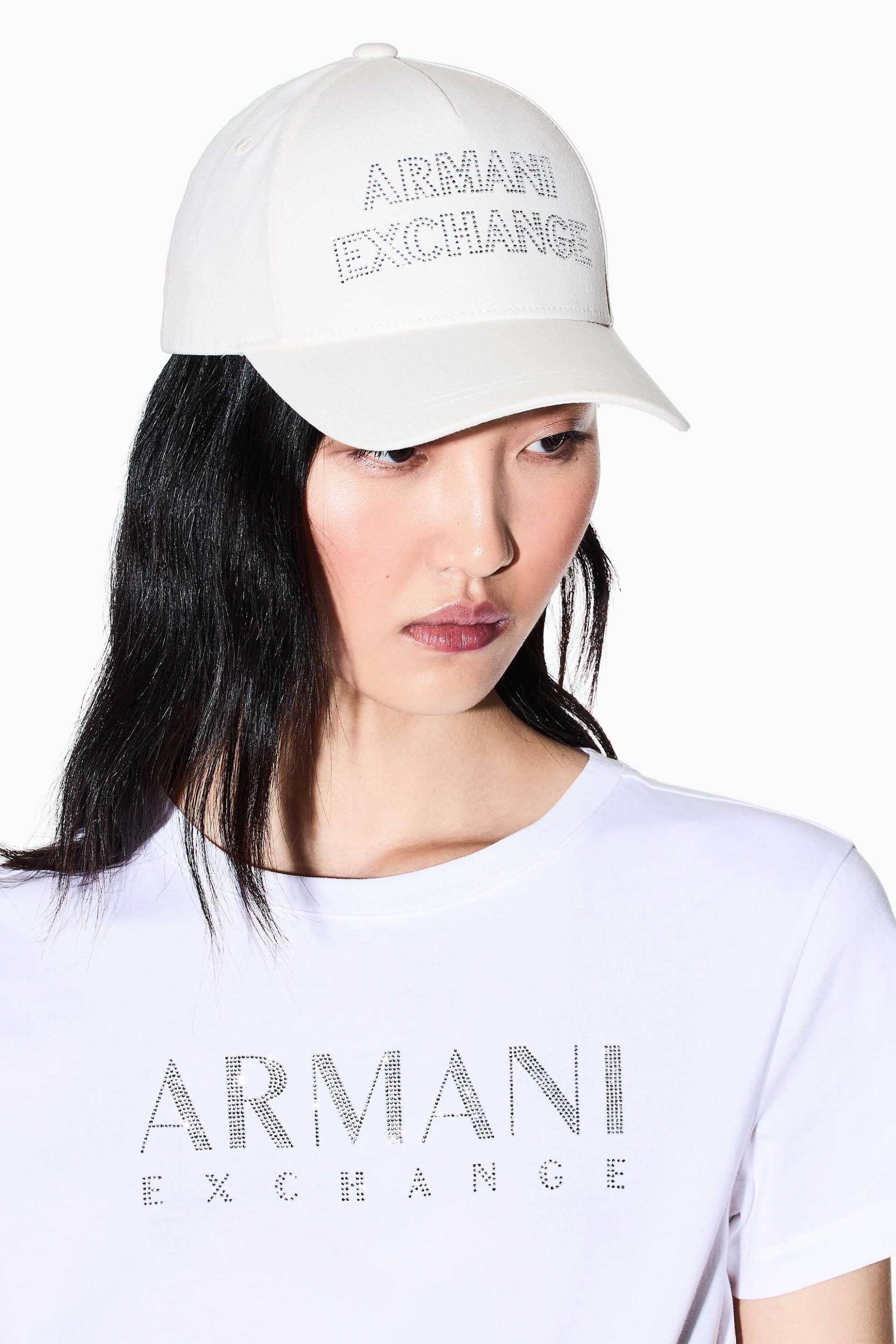 Armani Exchange γυναικείο T-shirt με λογότυπο από στρας Regular Fit - XW002294AF17172 Λευκό