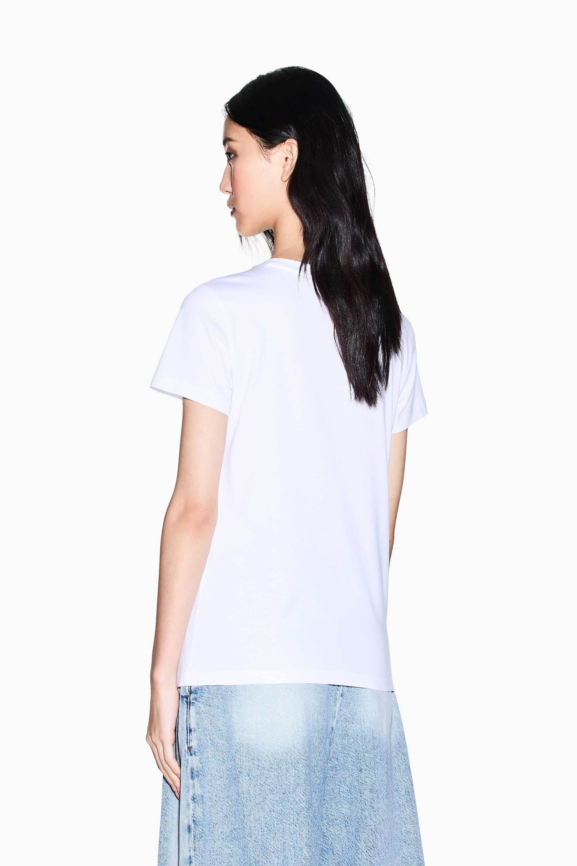 Armani Exchange Γυναικείο T-Shirt με Λογότυπο από Στρας Regular Fit - Xw002294Af17172 Λευκό