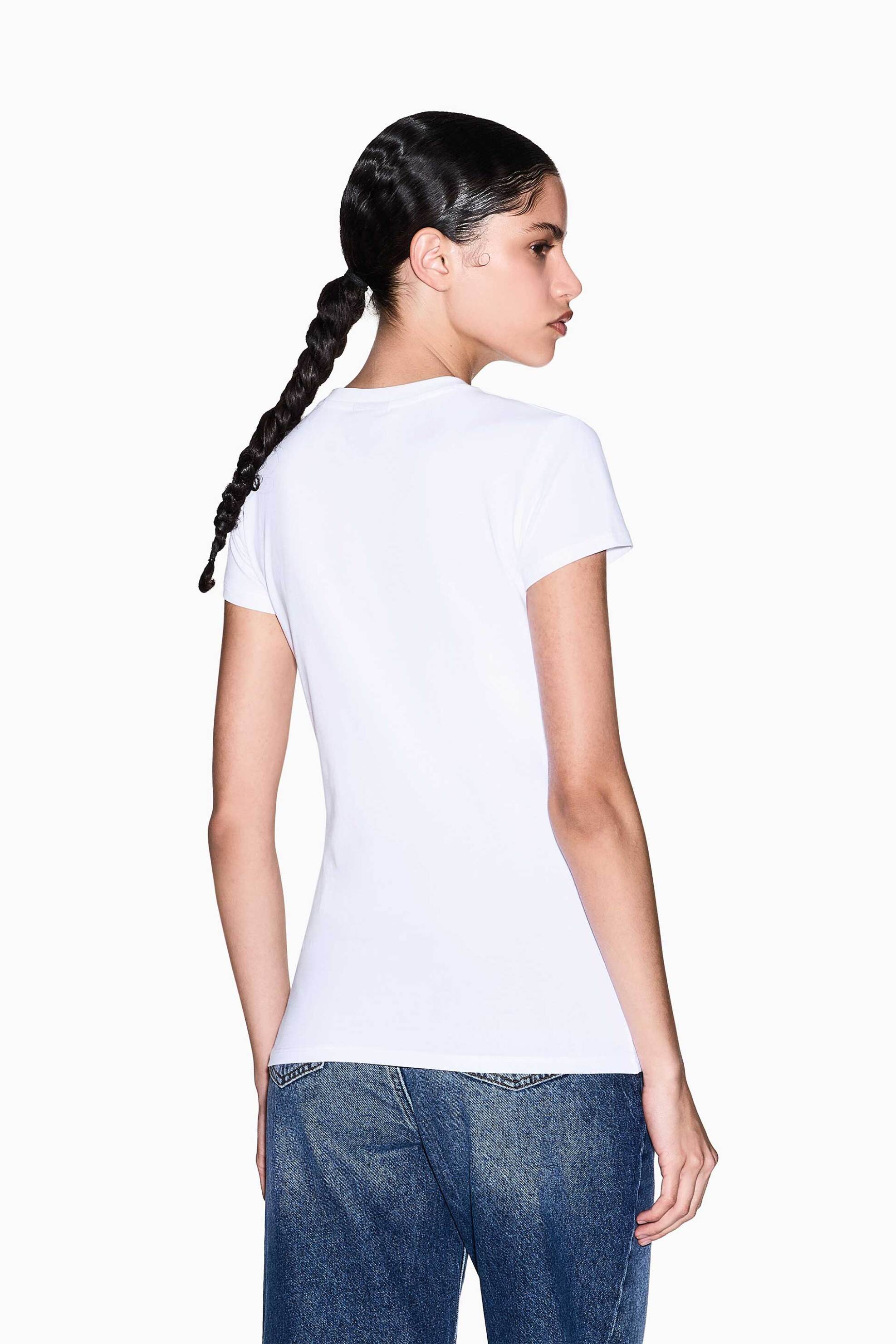 Armani Exchange Γυναικείο T-Shirt με V Και Λογότυπο Slim Fit - Xw002315Af16294 Λευκό