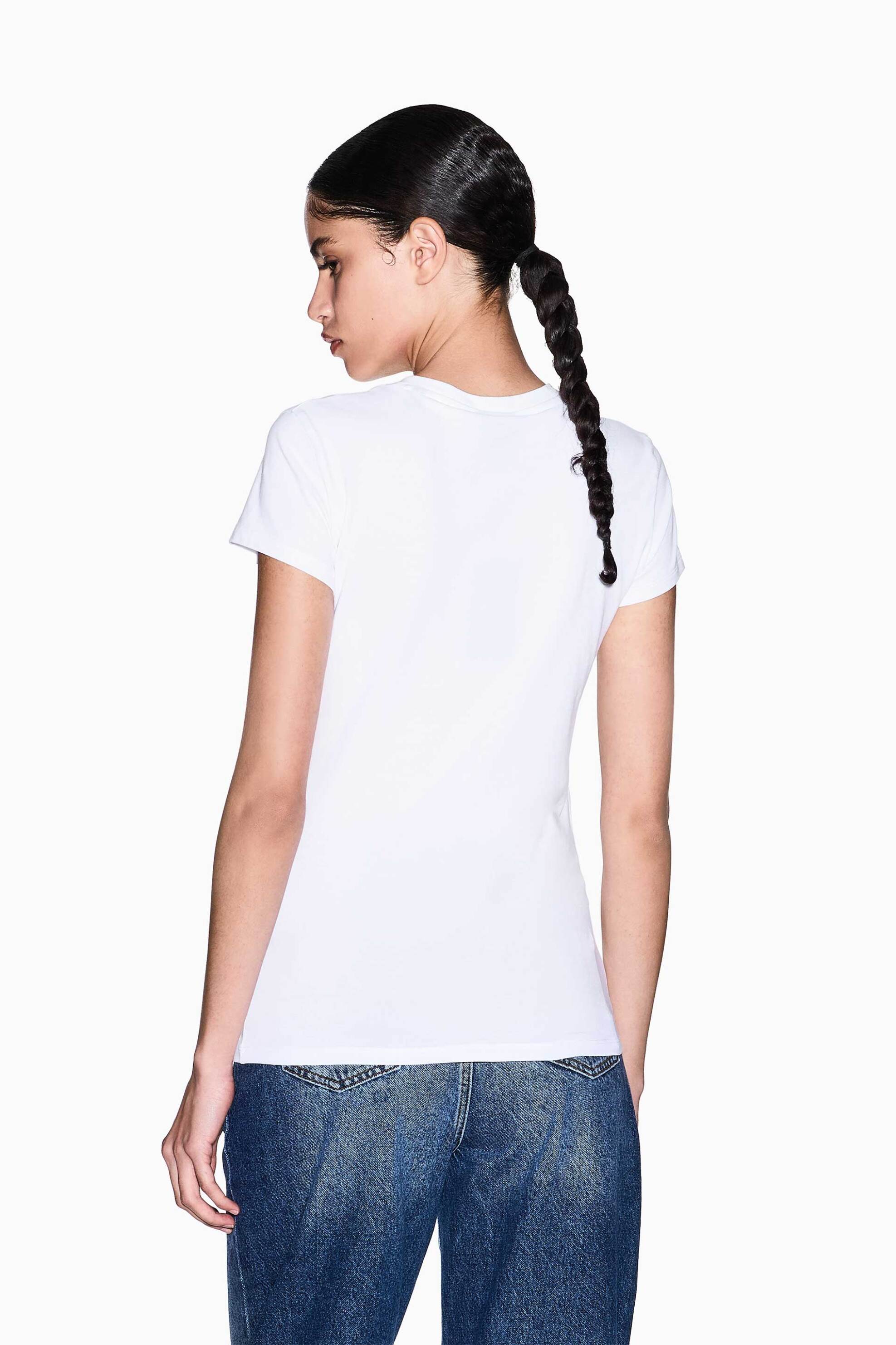Armani Exchange Γυναικείο T-Shirt με V Και Graphic Monogram Slim Fit - Xw002318Af16294 Λευκό