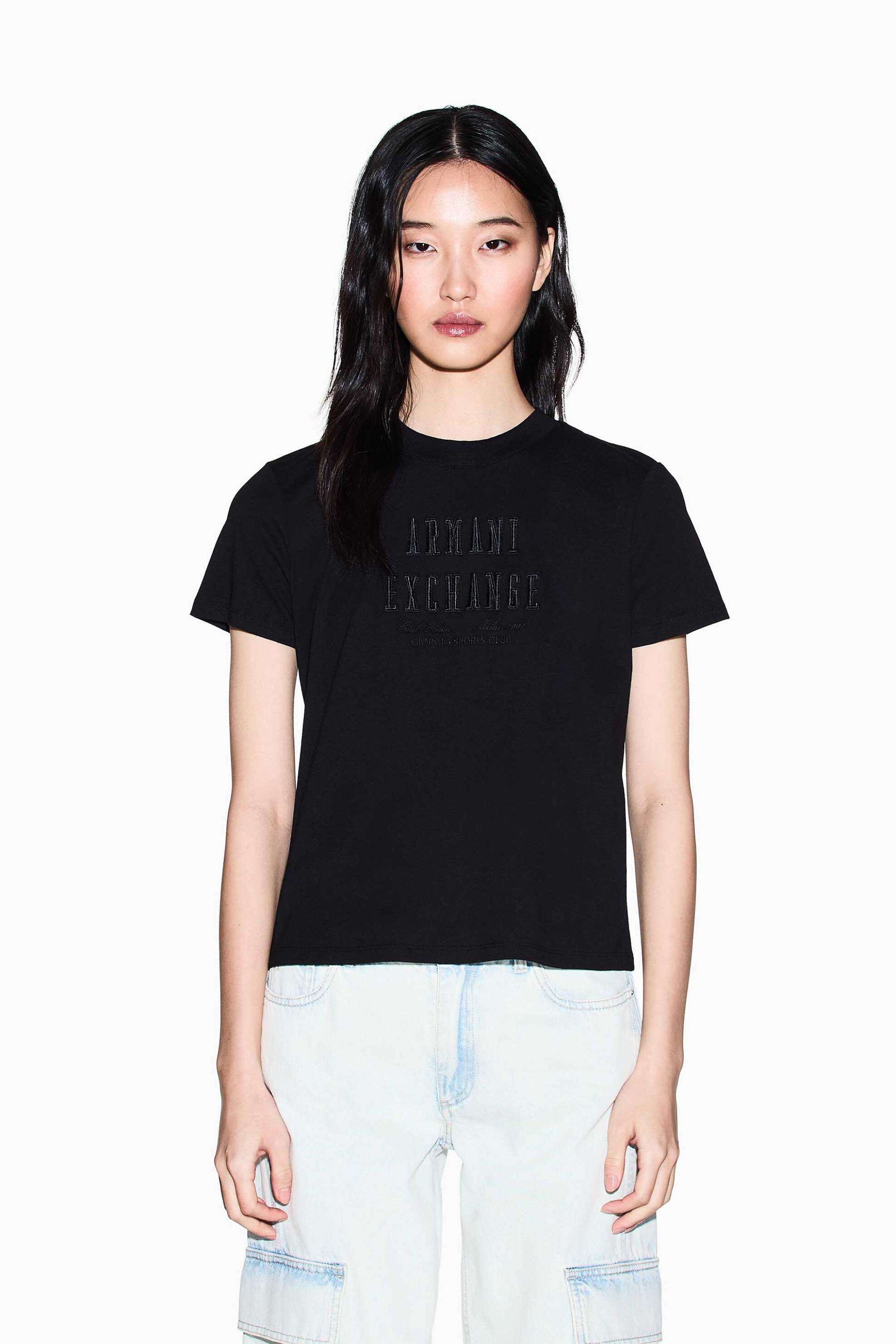 ARMANI EXCHANGE Armani Exchange γυναικείο T-shirt με κεντημένο λογότυπο Relaxed Fit - XW002334AF10358 Μαύρο