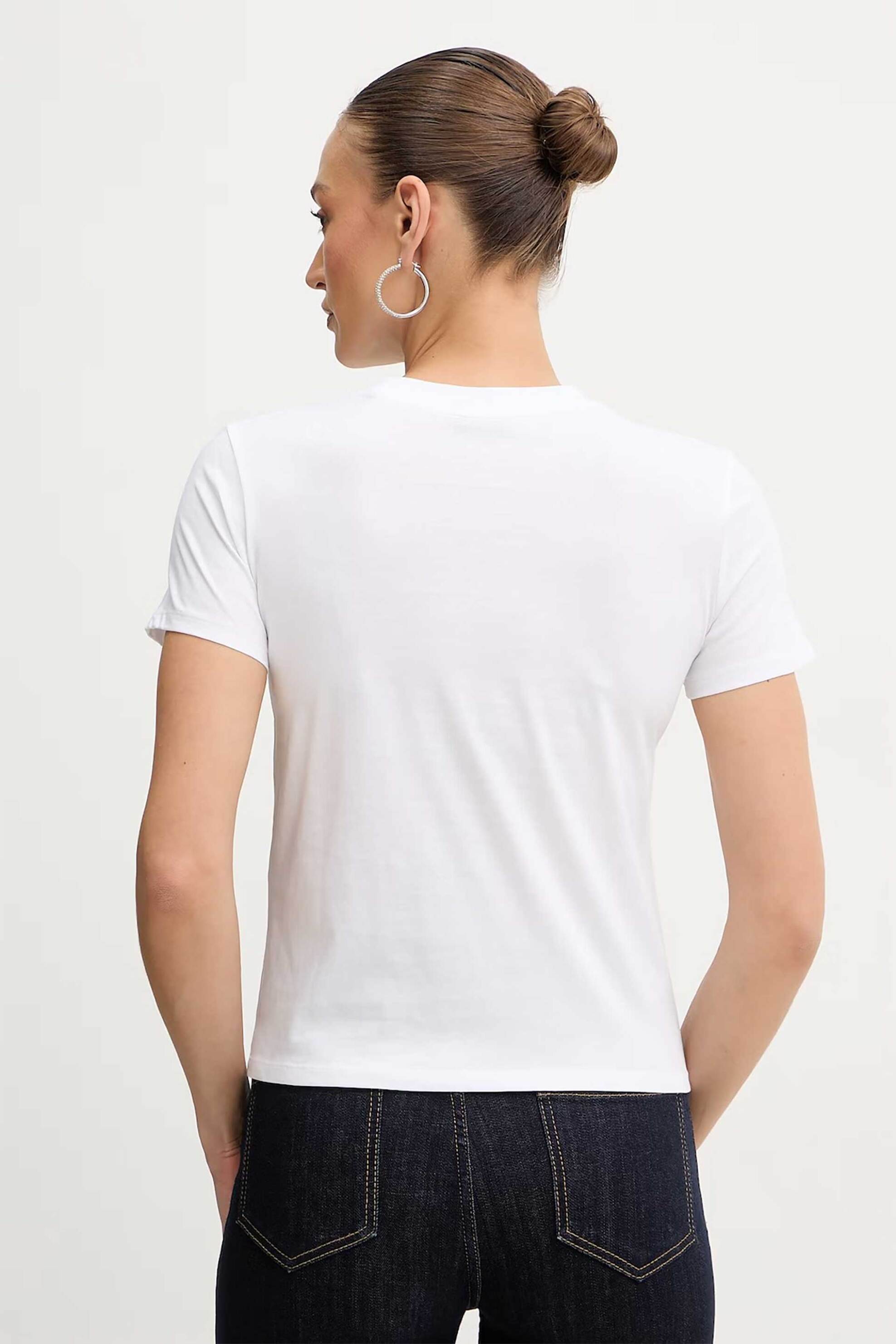 Armani Exchange Γυναικείο T-Shirt με Λογότυπο από Παγιέτες Regular Fit - Xw002340Af10358 Λευκό