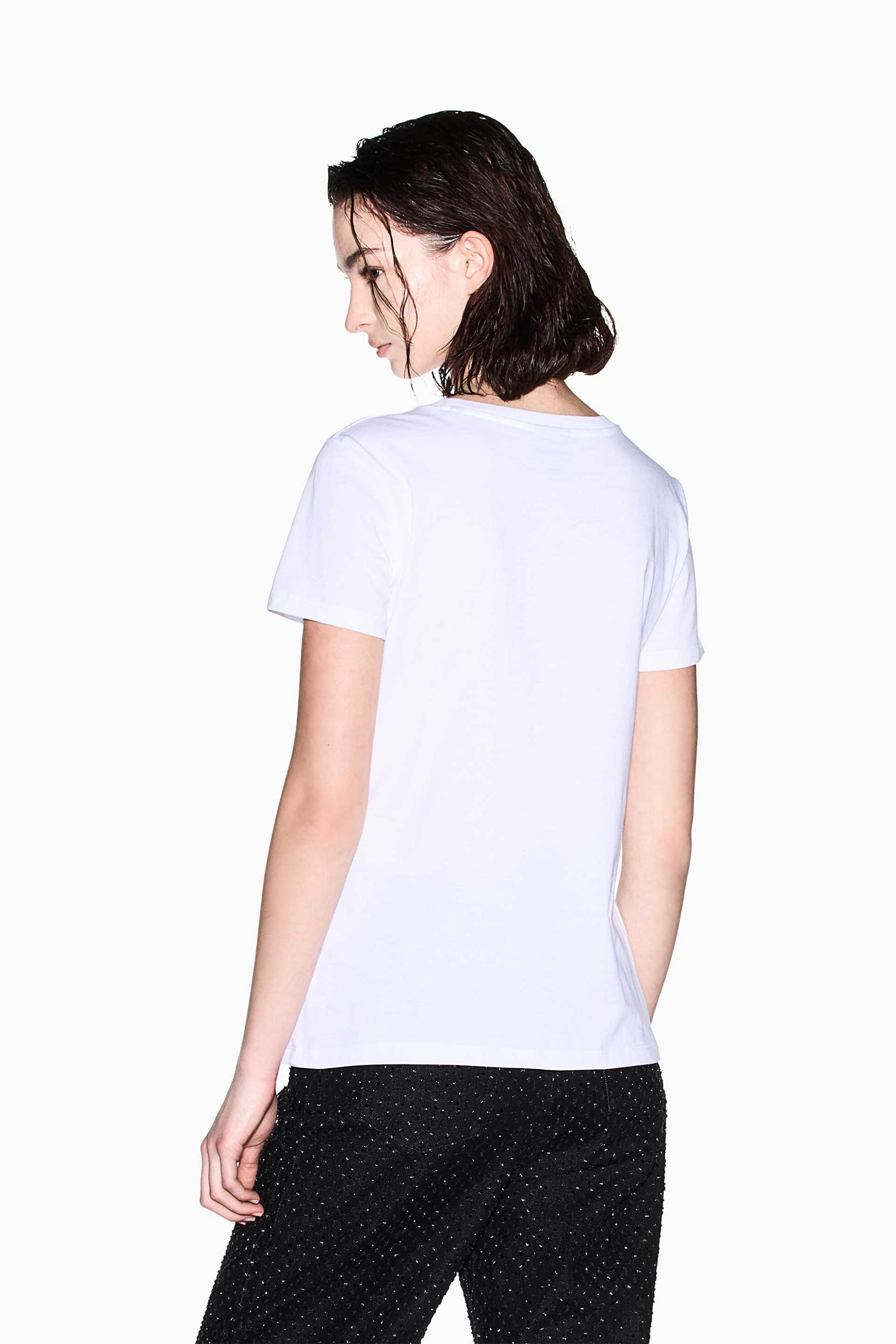 Armani Exchange Γυναικείο T-Shirt με Monogram από Στρας Regular Fit - Xw002348Af10356 Λευκό