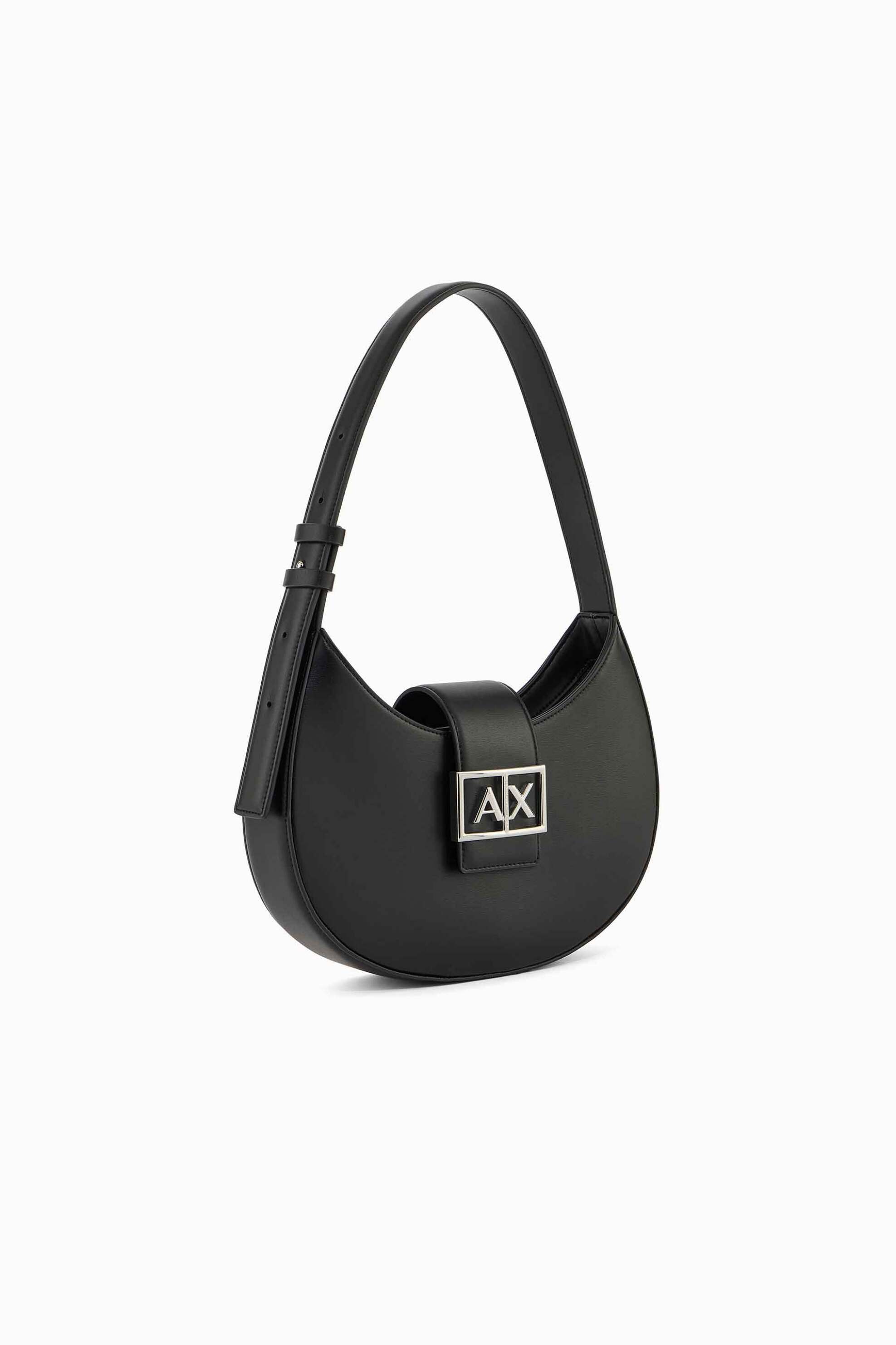 Armani Exchange γυναικεία τσάντα ώμου με μεταλλικό monogram - XW002565AF12039 Μαύρο