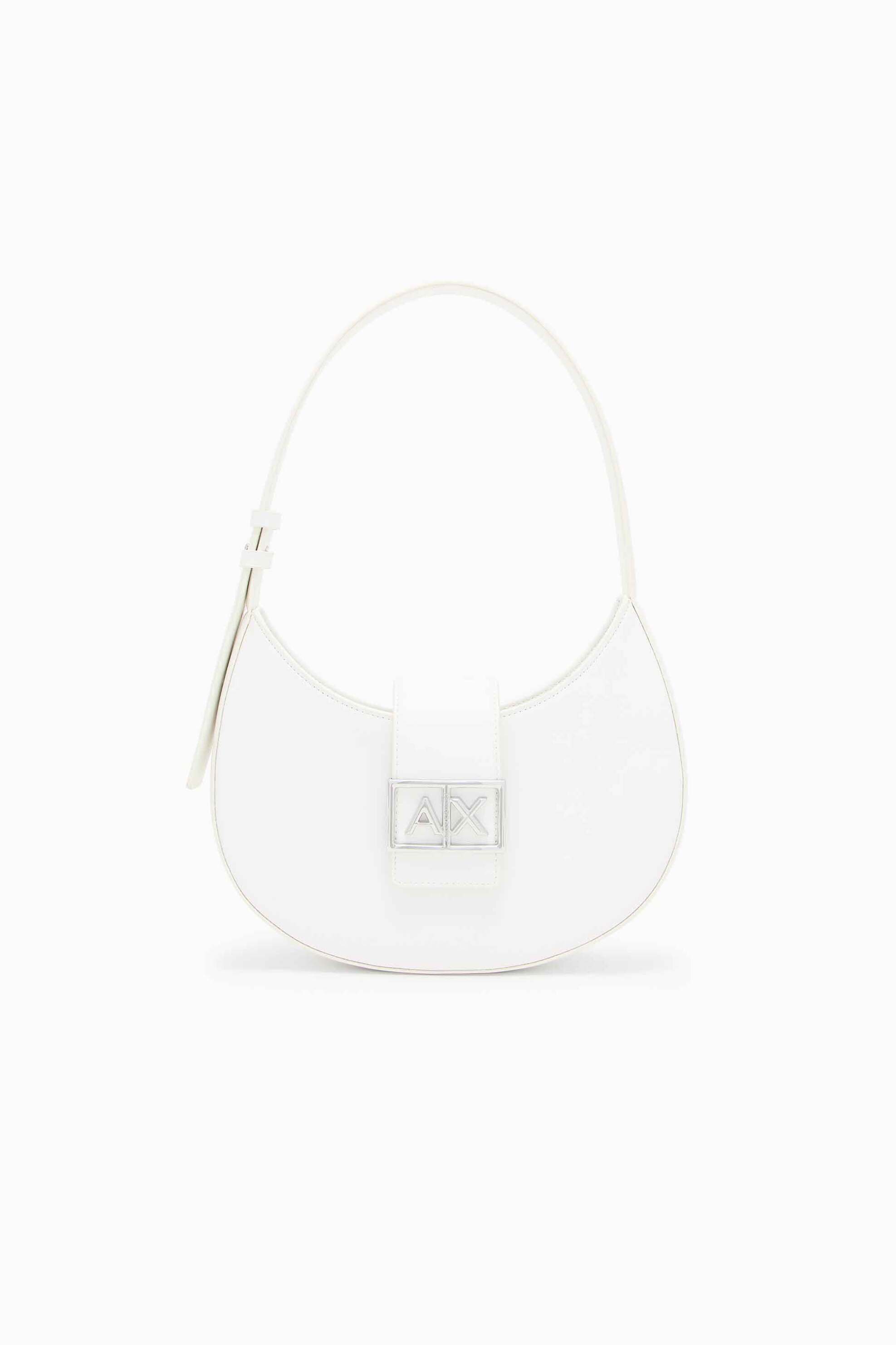 Armani Exchange γυναικεία τσάντα ώμου με μεταλλικό monogram - XW002565AF12039 Υπόλευκο