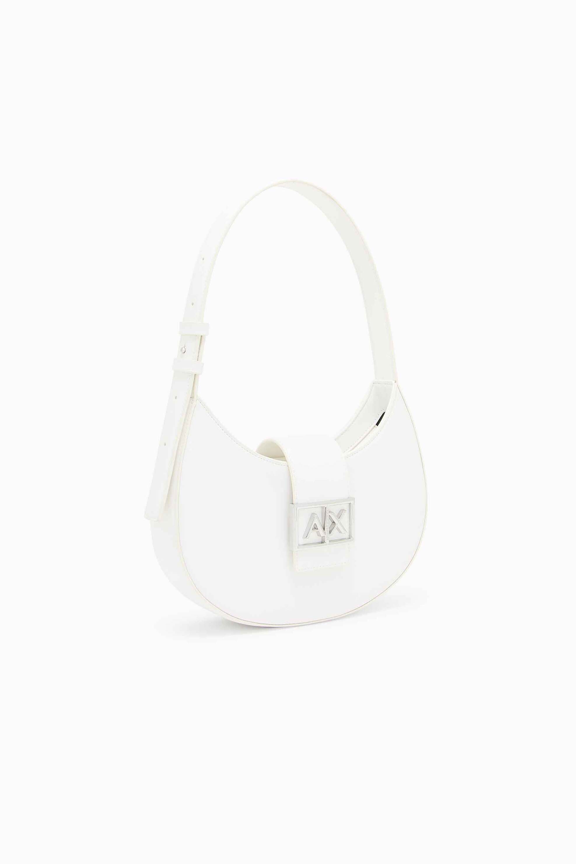 Armani Exchange γυναικεία τσάντα ώμου με μεταλλικό monogram - XW002565AF12039 Υπόλευκο