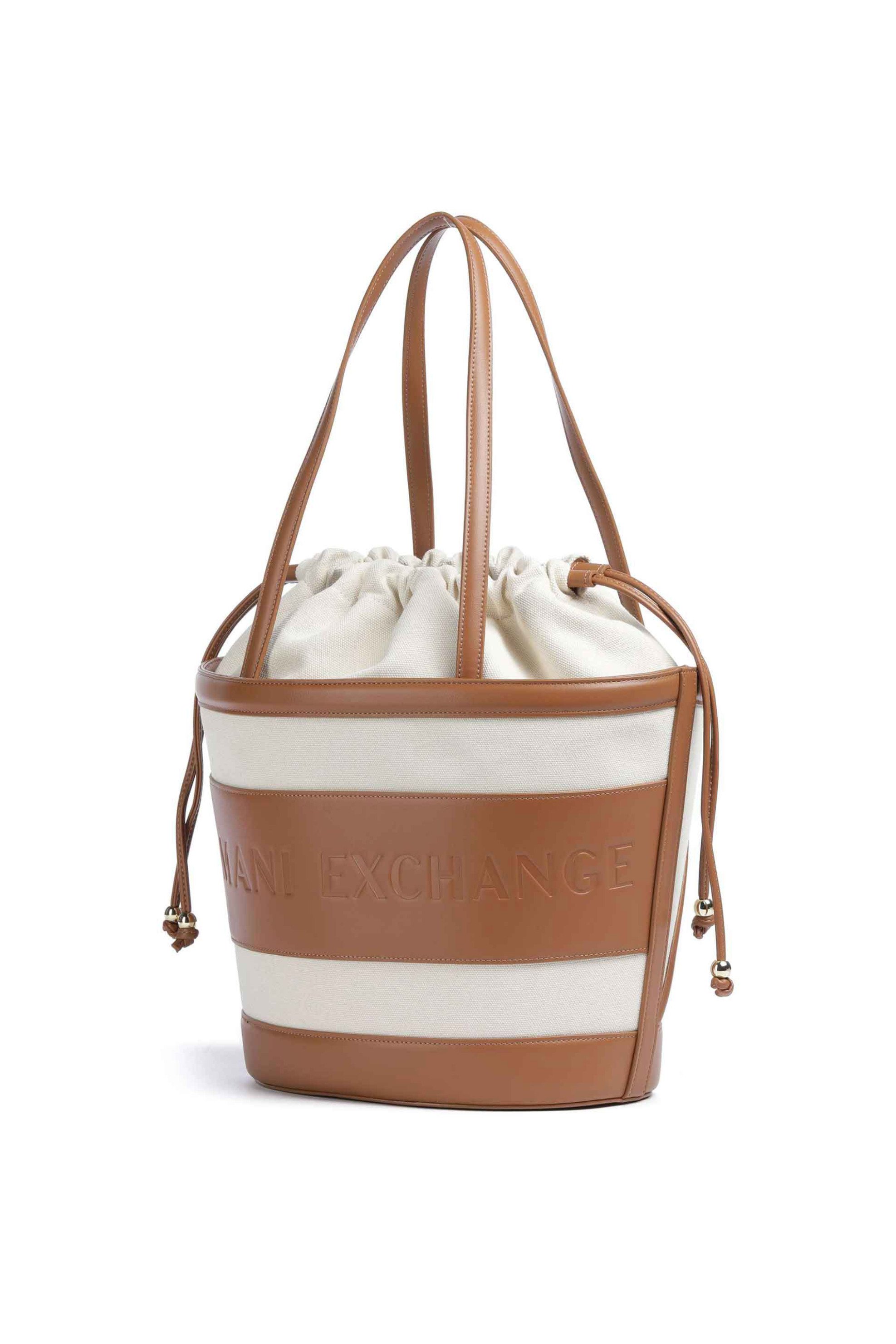 Armani Exchange γυναικεία τσάντα bucket με monogram - XW002607AF22635 Καφέ φωτογραφία